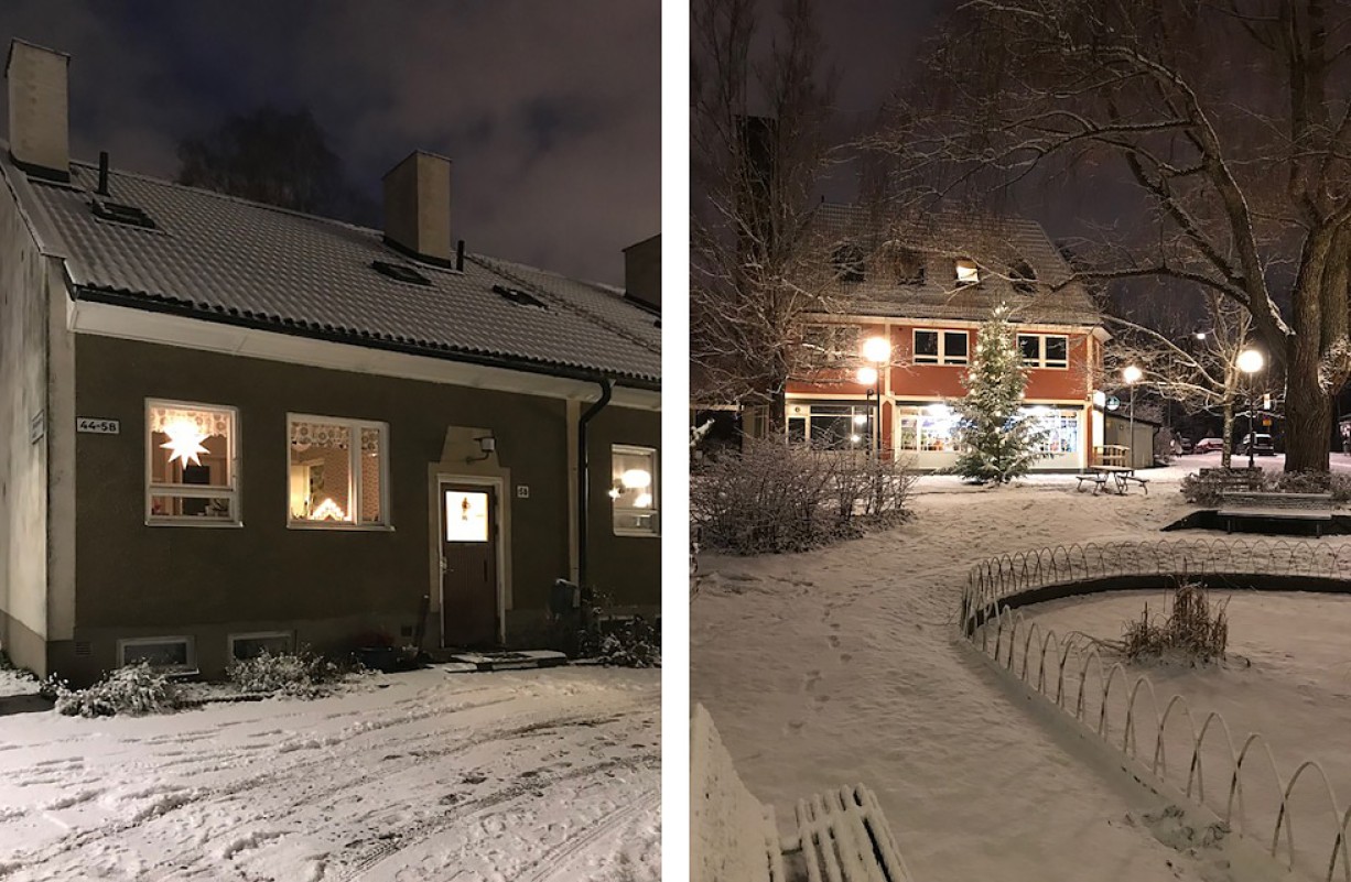 Skönstaholm och dammen vintertid Söndagsvägen 70