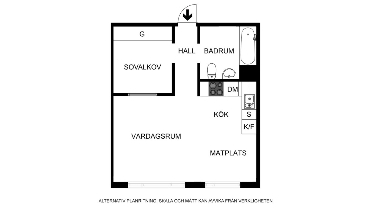 Alternativ planritning Södermannagatan 37, 4 tr