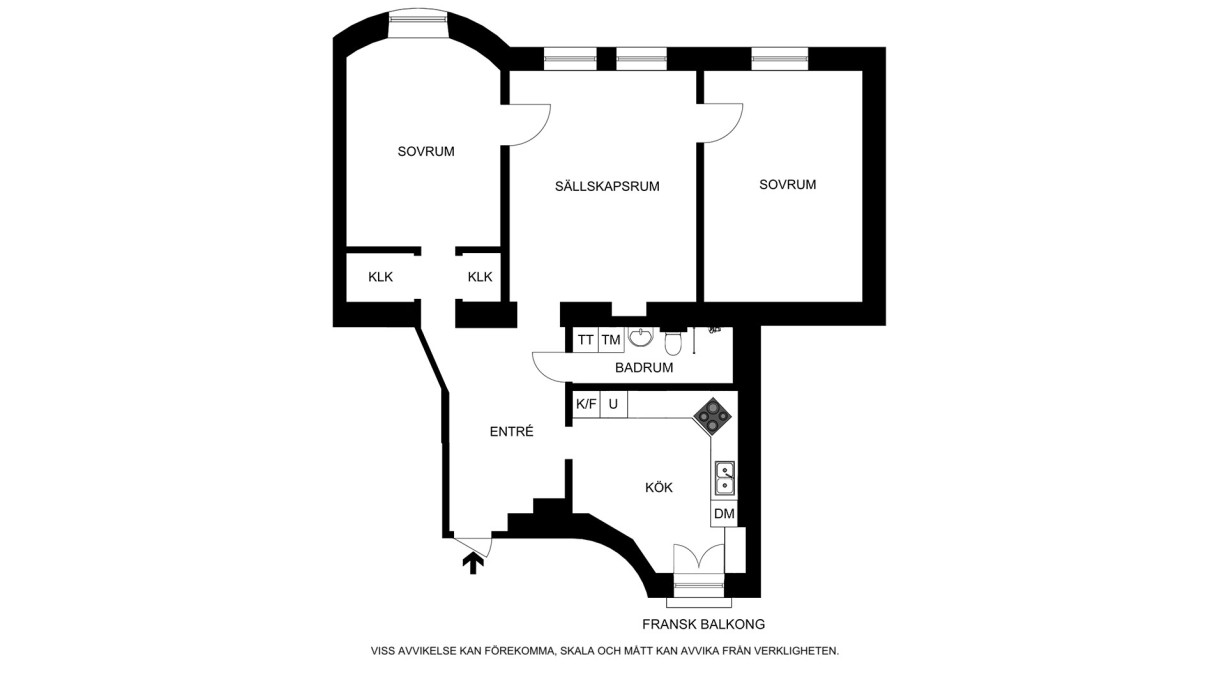 Planritning lägenhet 1103 (ej skalenlig, avvikelser kan förekomma) Surbrunnsgatan 31A