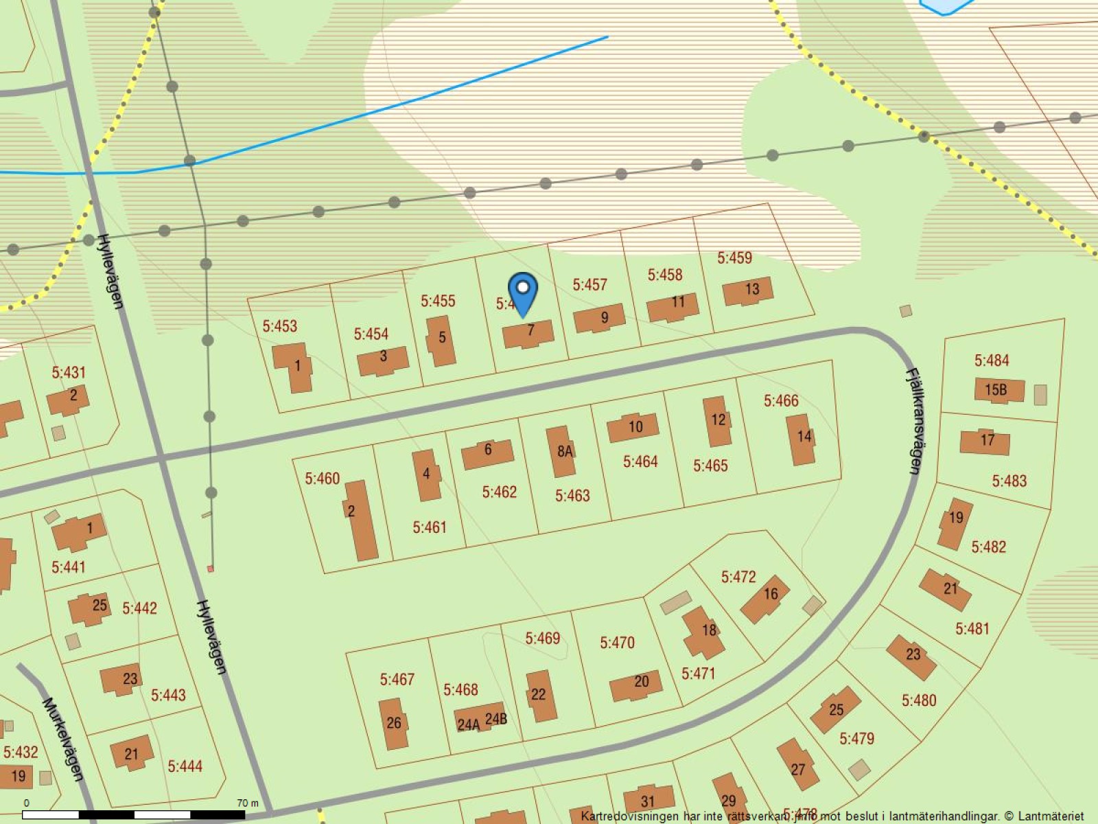 Fastighetskarta Fjällkransvägen 7 A+B
