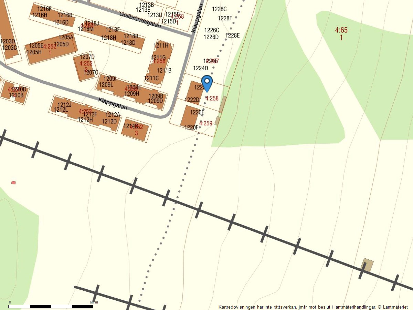 Fastighetskarta Kläppgatan 1222D