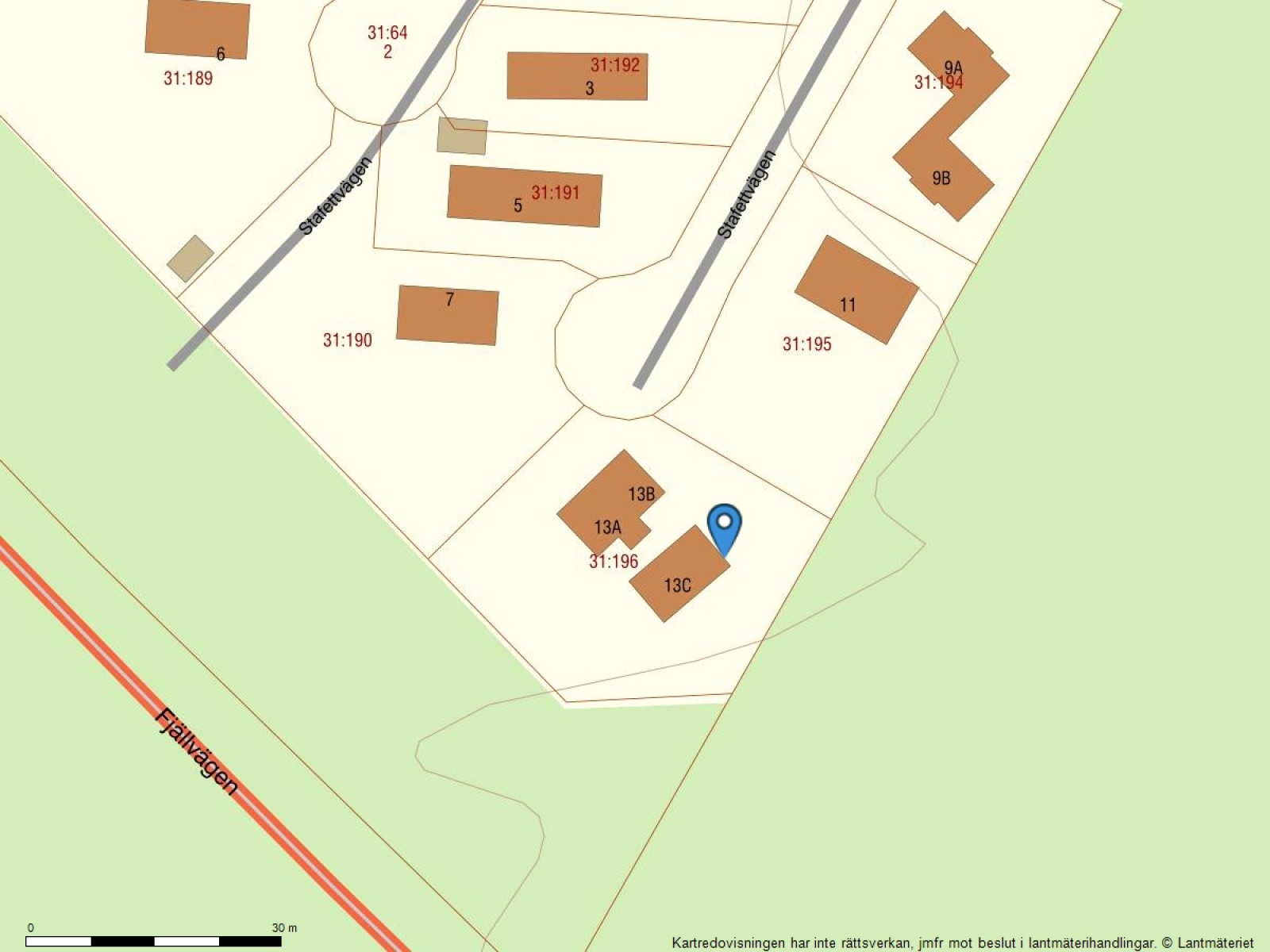 Fastighetskarta Stafettvägen 13