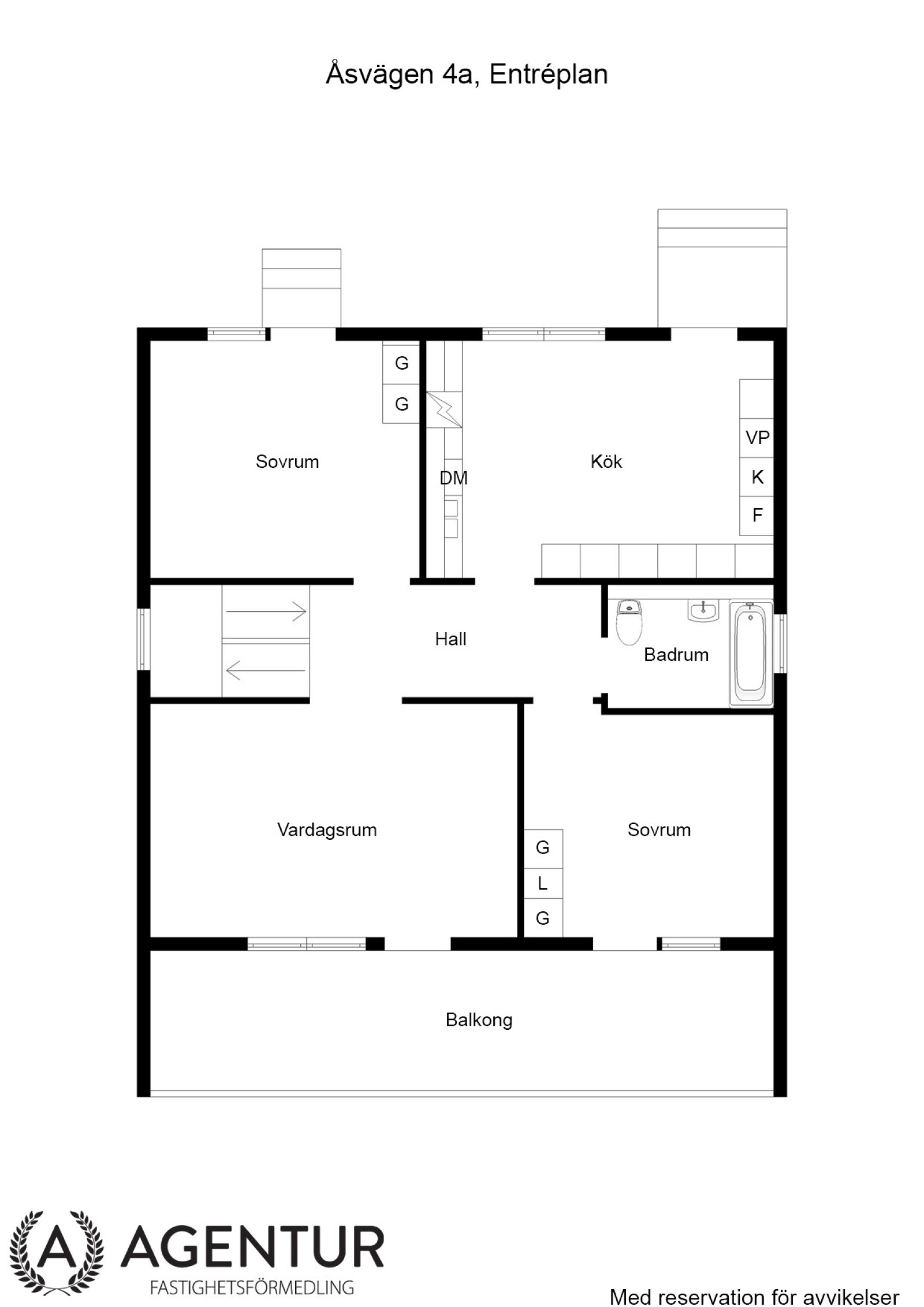 Planlösning övre plan Åsvägen 4A