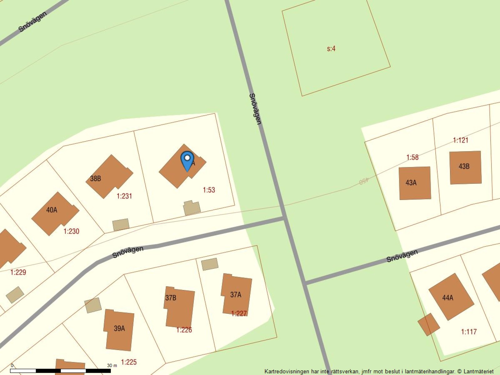 Fastighetskarta Snövägen 38A