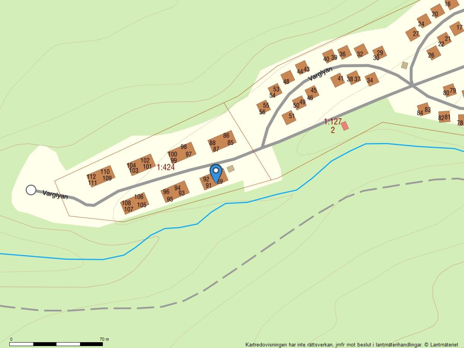 Fastighetskarta Varglyan 92 (Frostvägen)