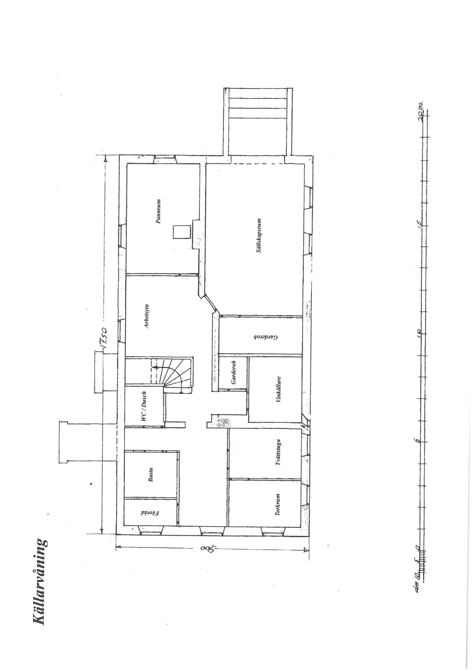 Källarvåning skalenlig ritning Östbergavägen 4
