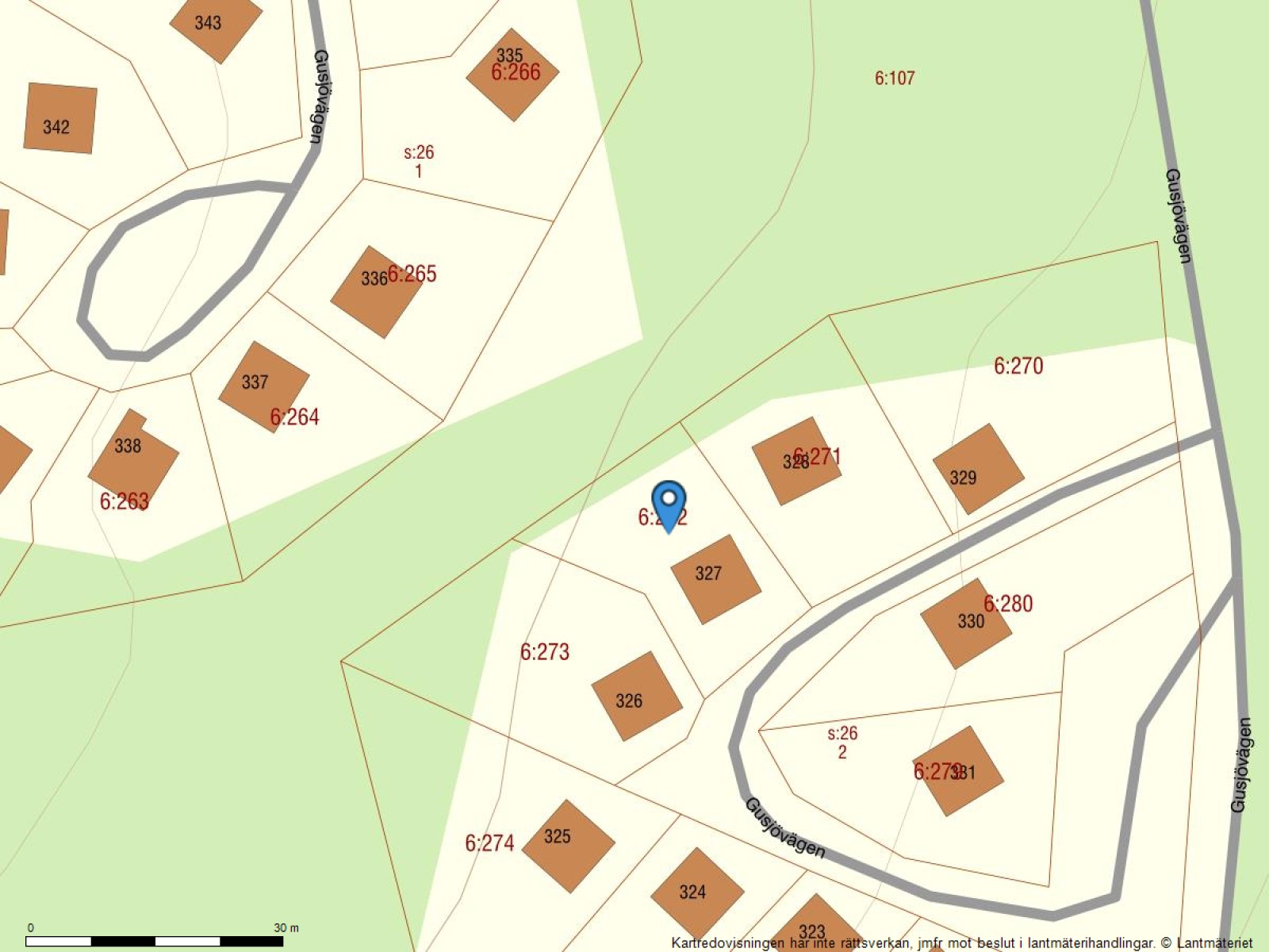 Fastighetskarta Gusjövägen 327