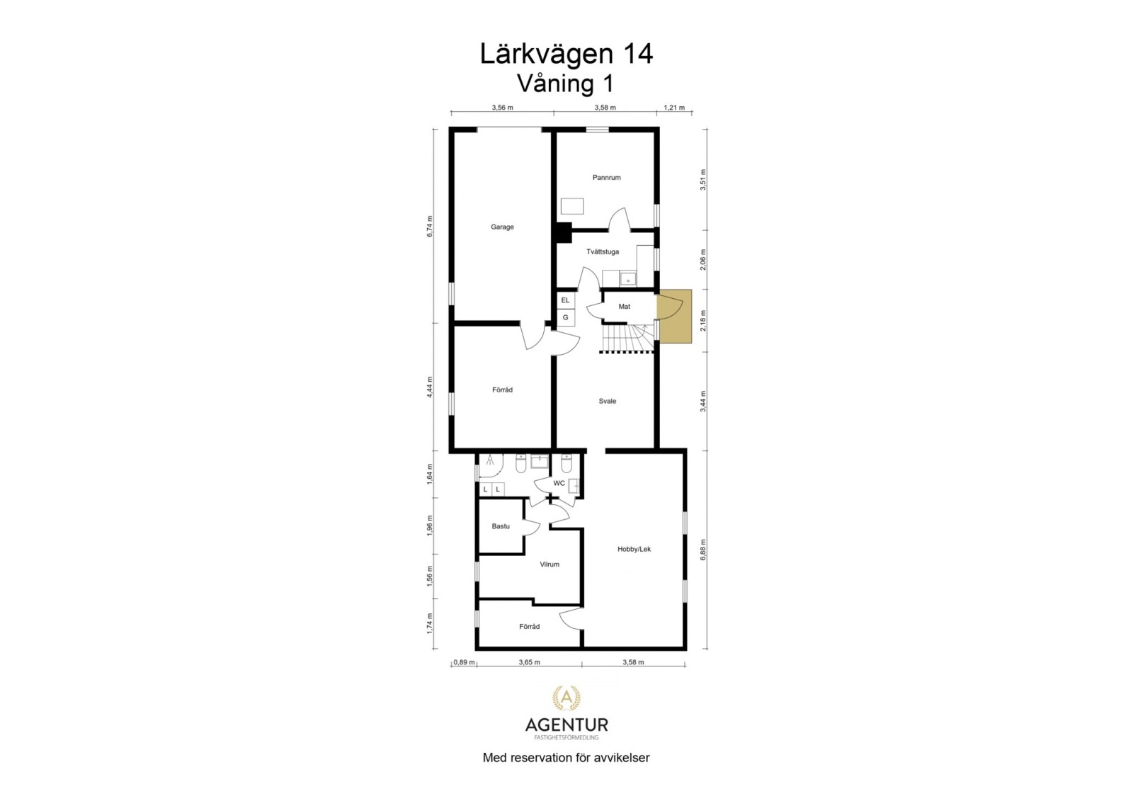 2D Floor Plan - Våning 1 - Letterhead Lärkvägen 14