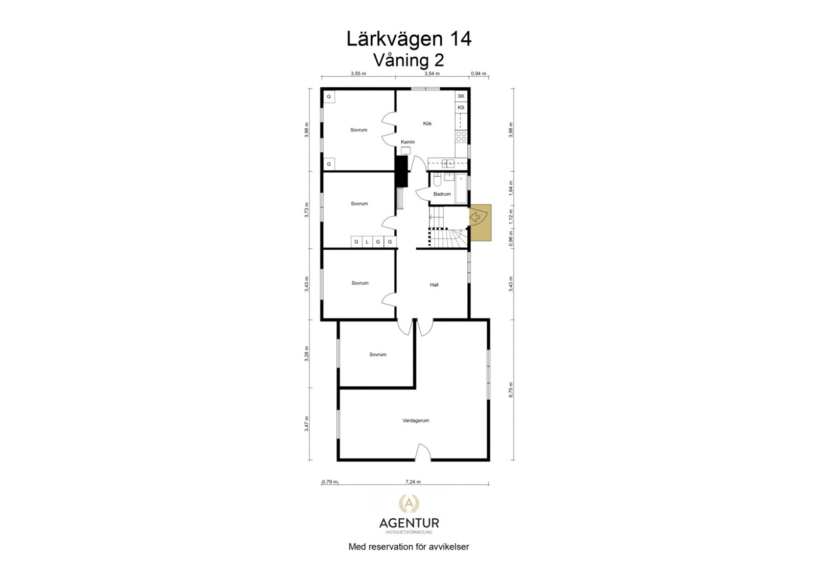 2D Floor Plan - Våning 2 - Letterhead Lärkvägen 14