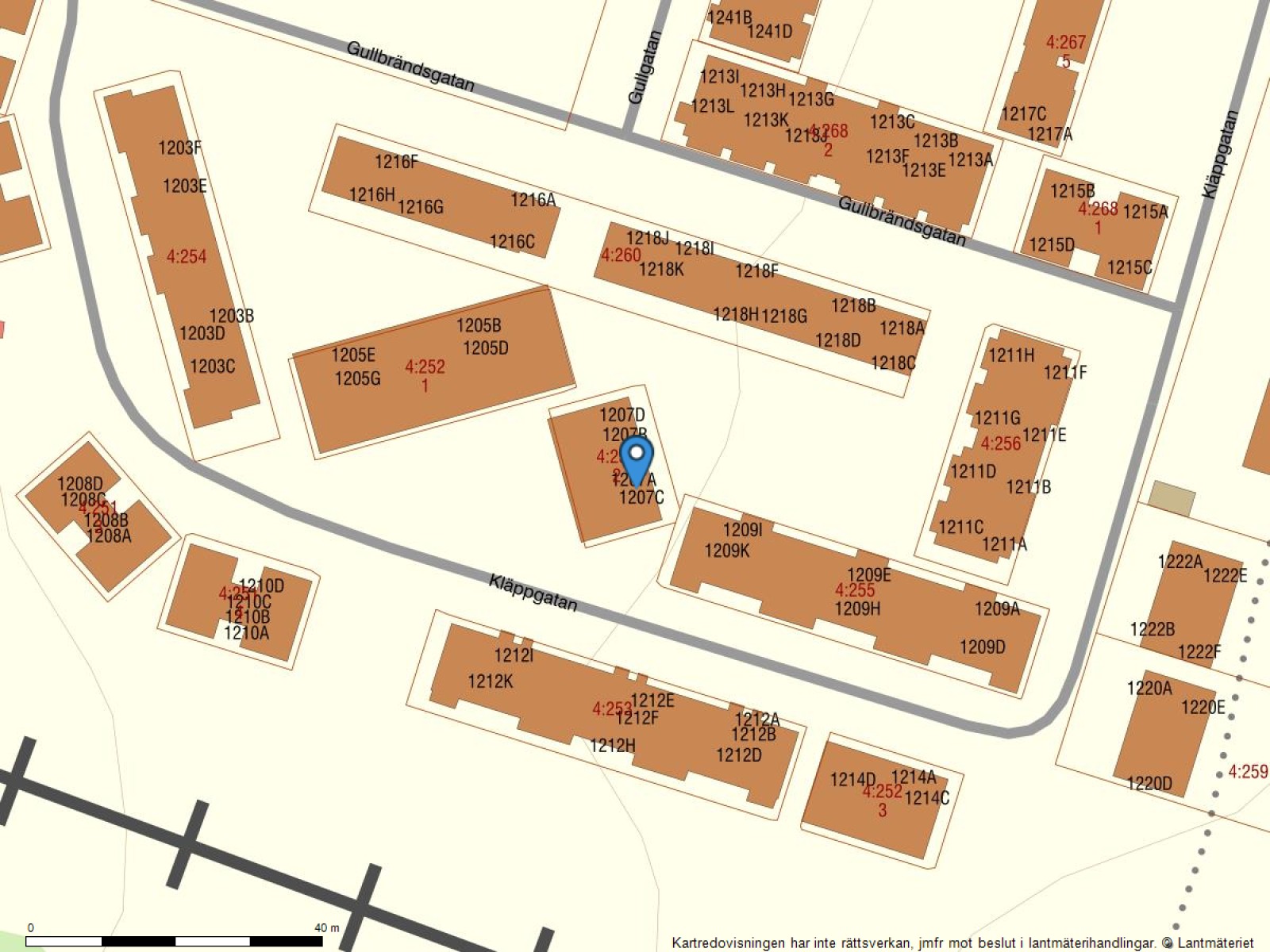 Fastighetskarta Kläppgatan 1207A