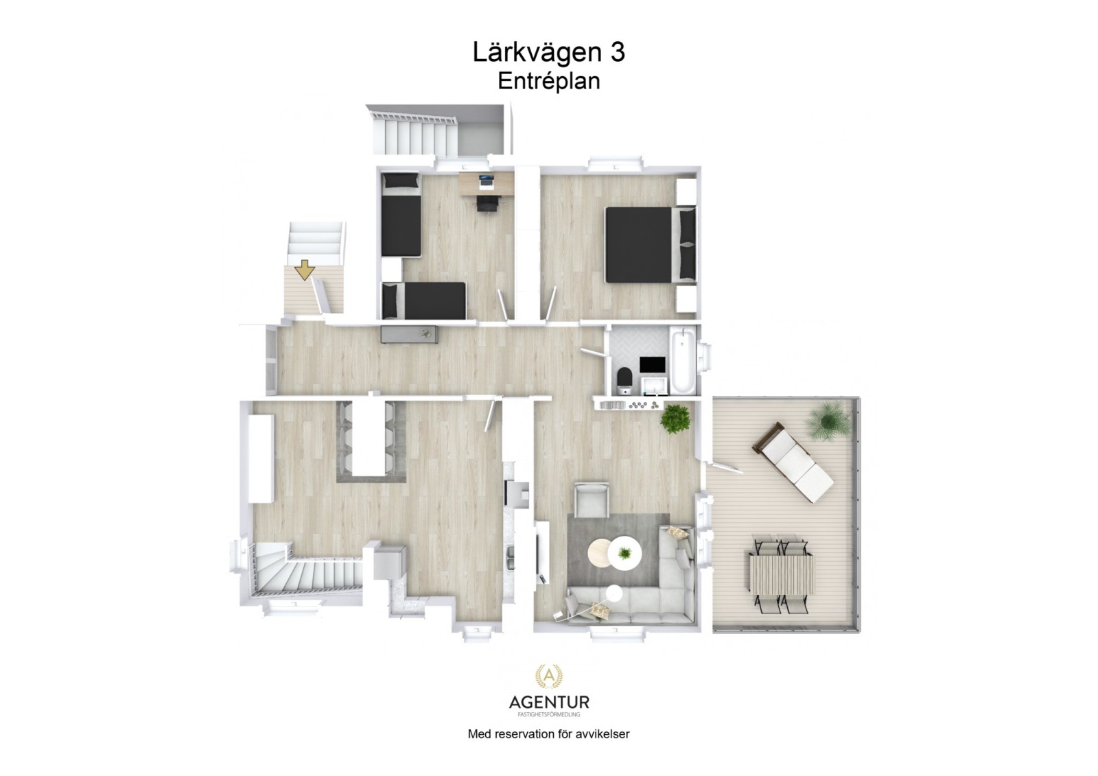 3D Floor Plan - Entréplan - Letterhead Lärkvägen 3