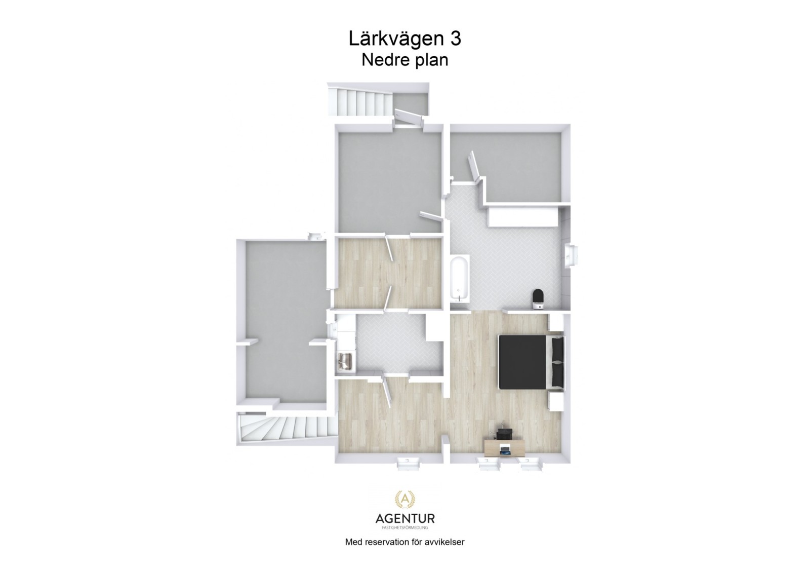 3D Floor Plan - Nedre plan - Letterhead Lärkvägen 3