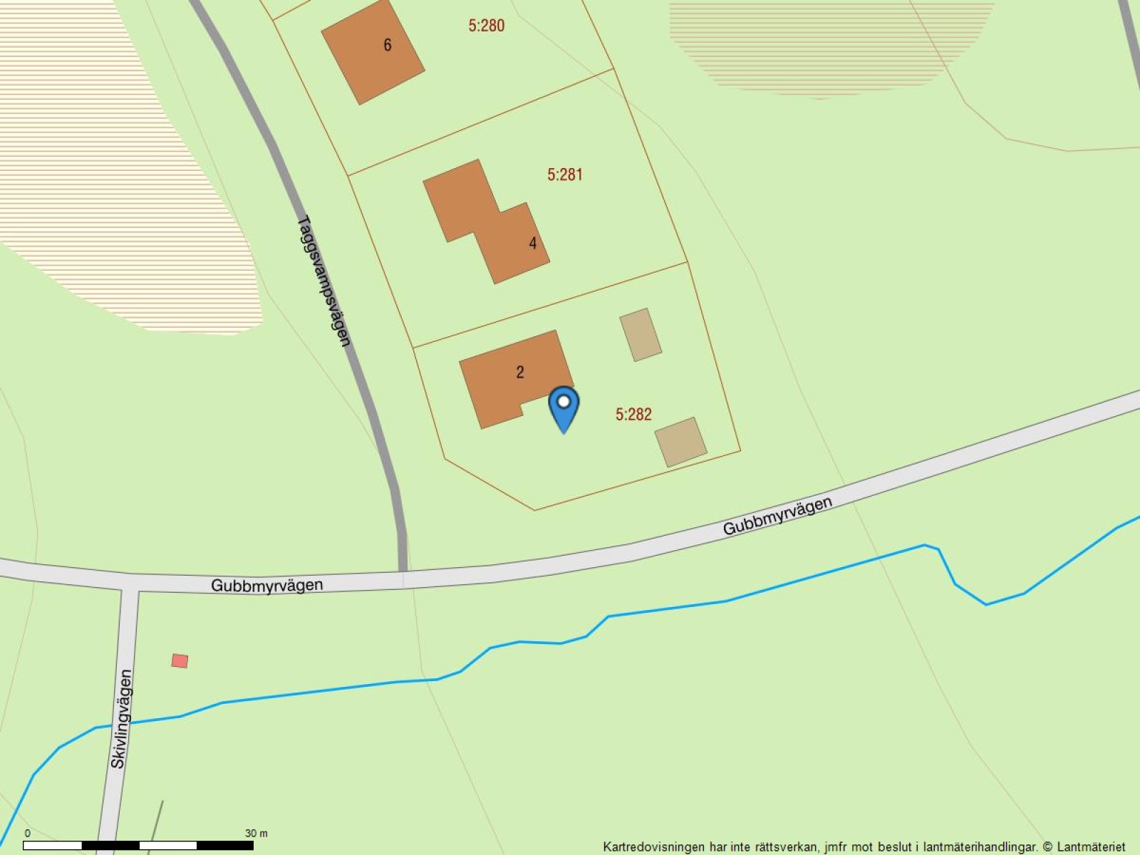 Fastighetskarta Taggsvampsvägen 2