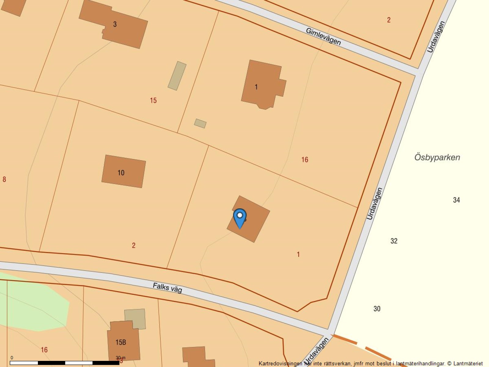 Fastighetskarta Falks väg 8