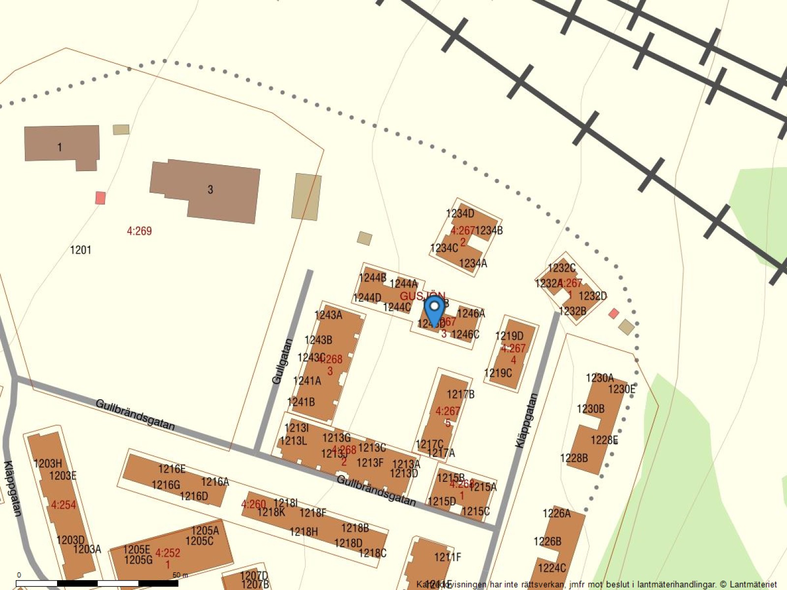 Fastighetskarta Gullgatan 1246D
