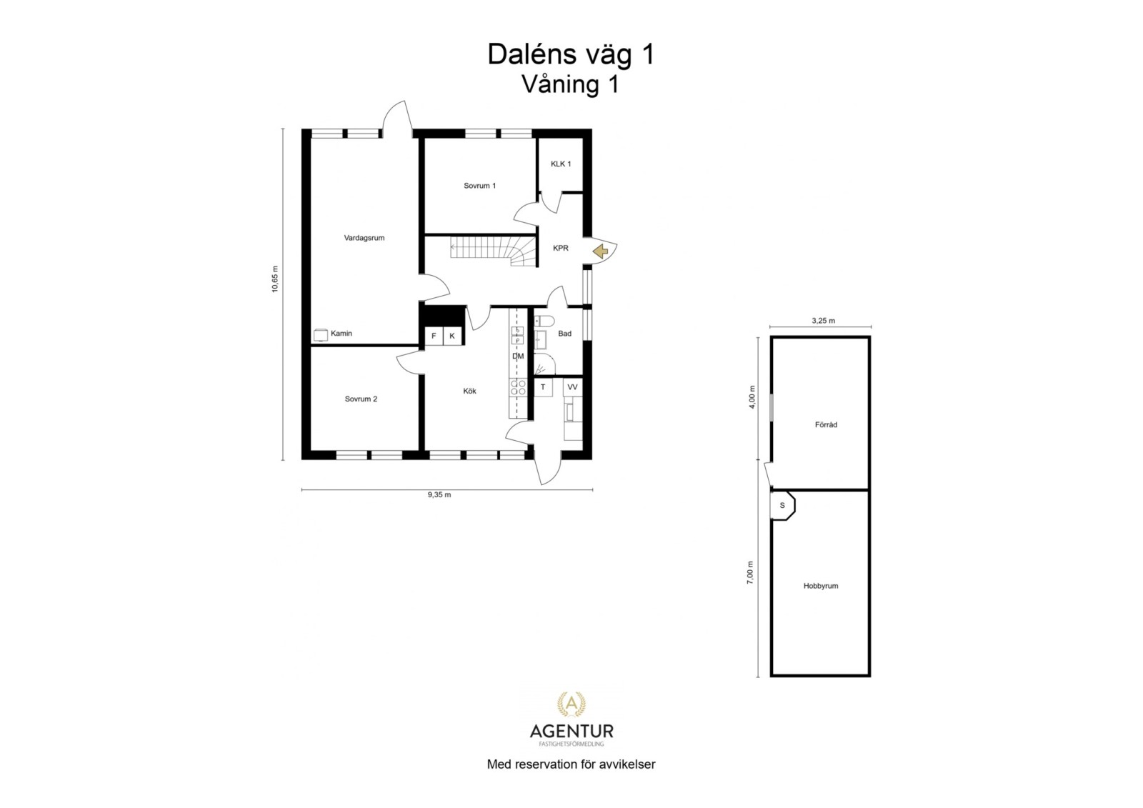 2D Floor Plan - Våning 1 - Letterhead Daléns väg 1