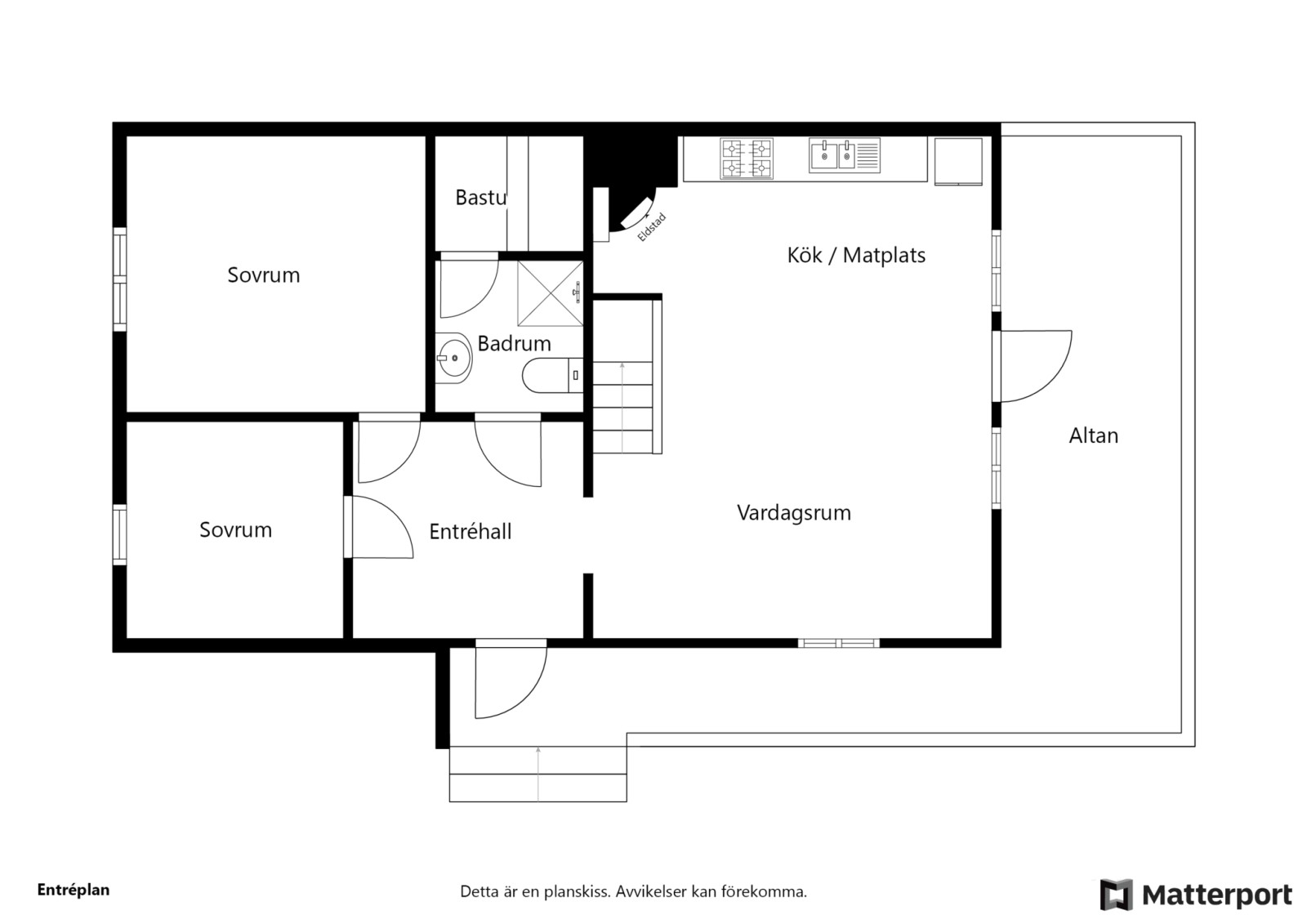 Planritning entéplan B Pistvägen 516 (A+B)