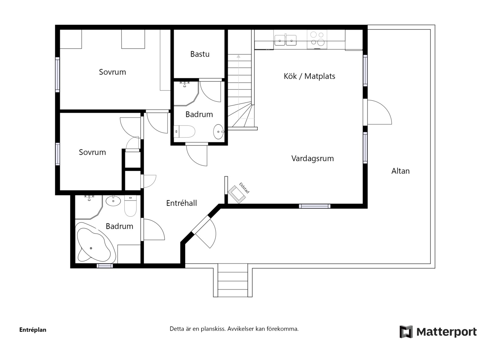 Planritning, entréplan Pistvägen 534A