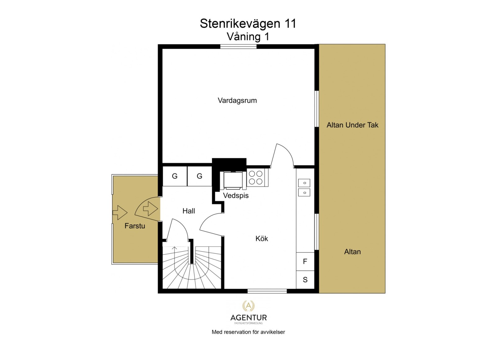 2D Floor Plan - Våning 1 - Letterhead Stenrikevägen 11