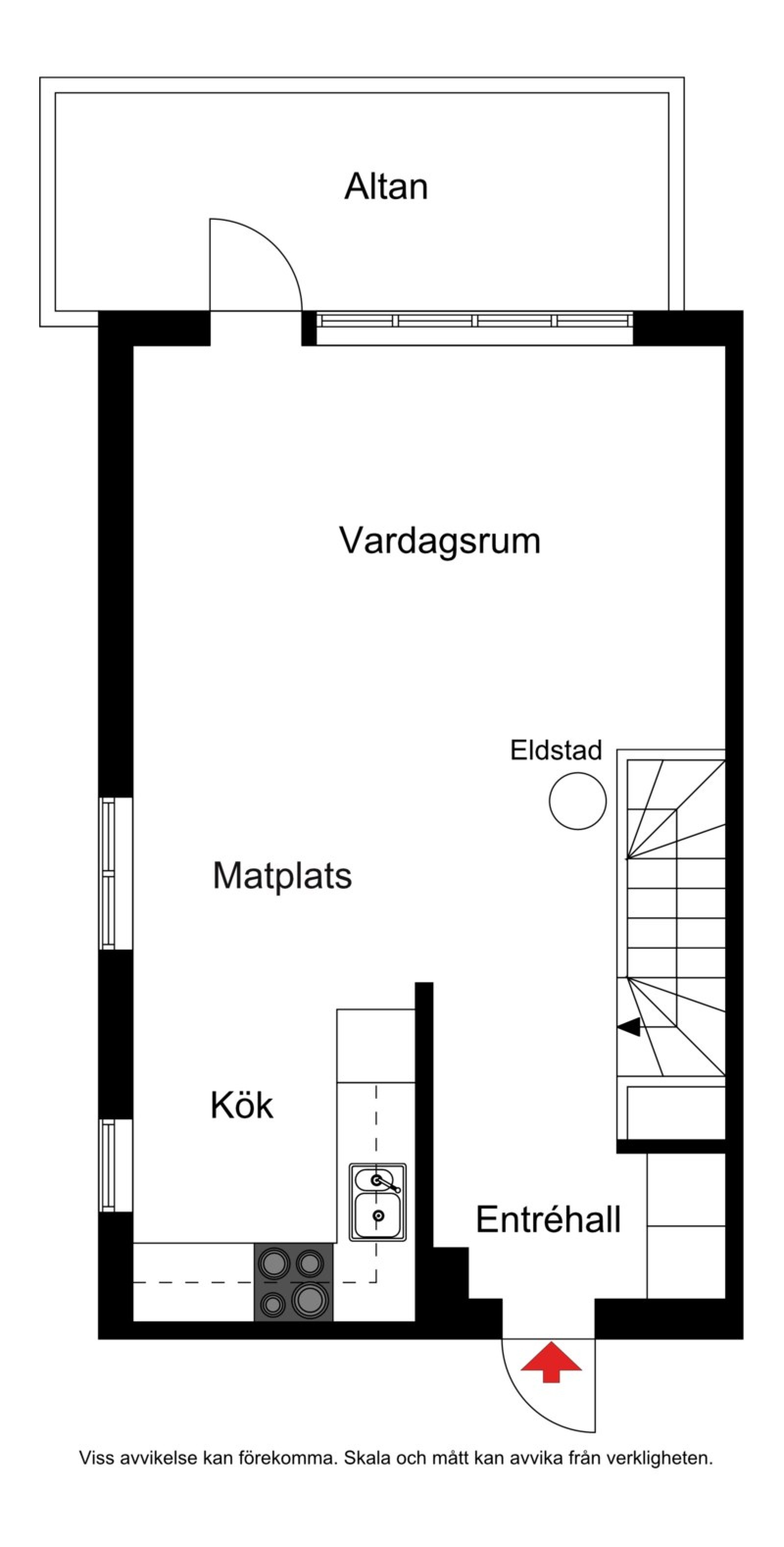 Planskiss, entréplan Renvägen 30B