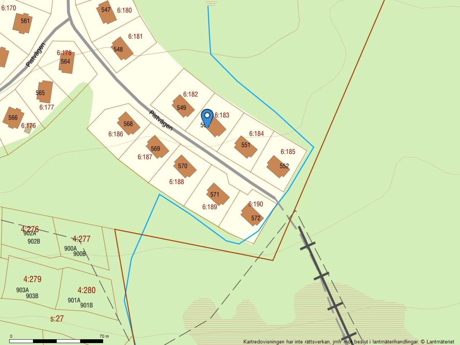 Fastighetskarta Pistvägen 550 B
