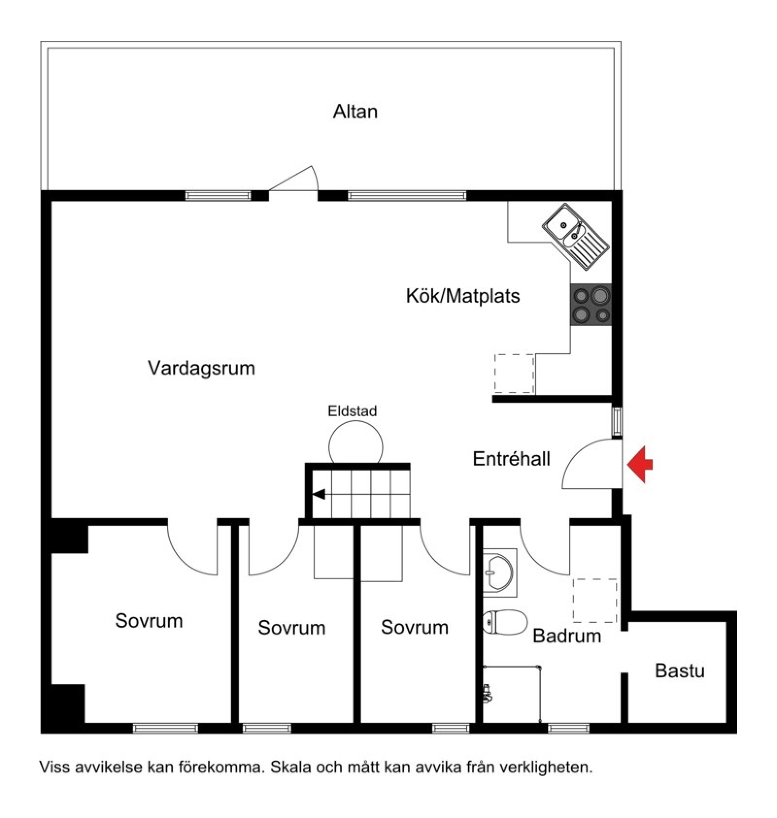 Planskiss, entréplan Kallsjösätervägen 470