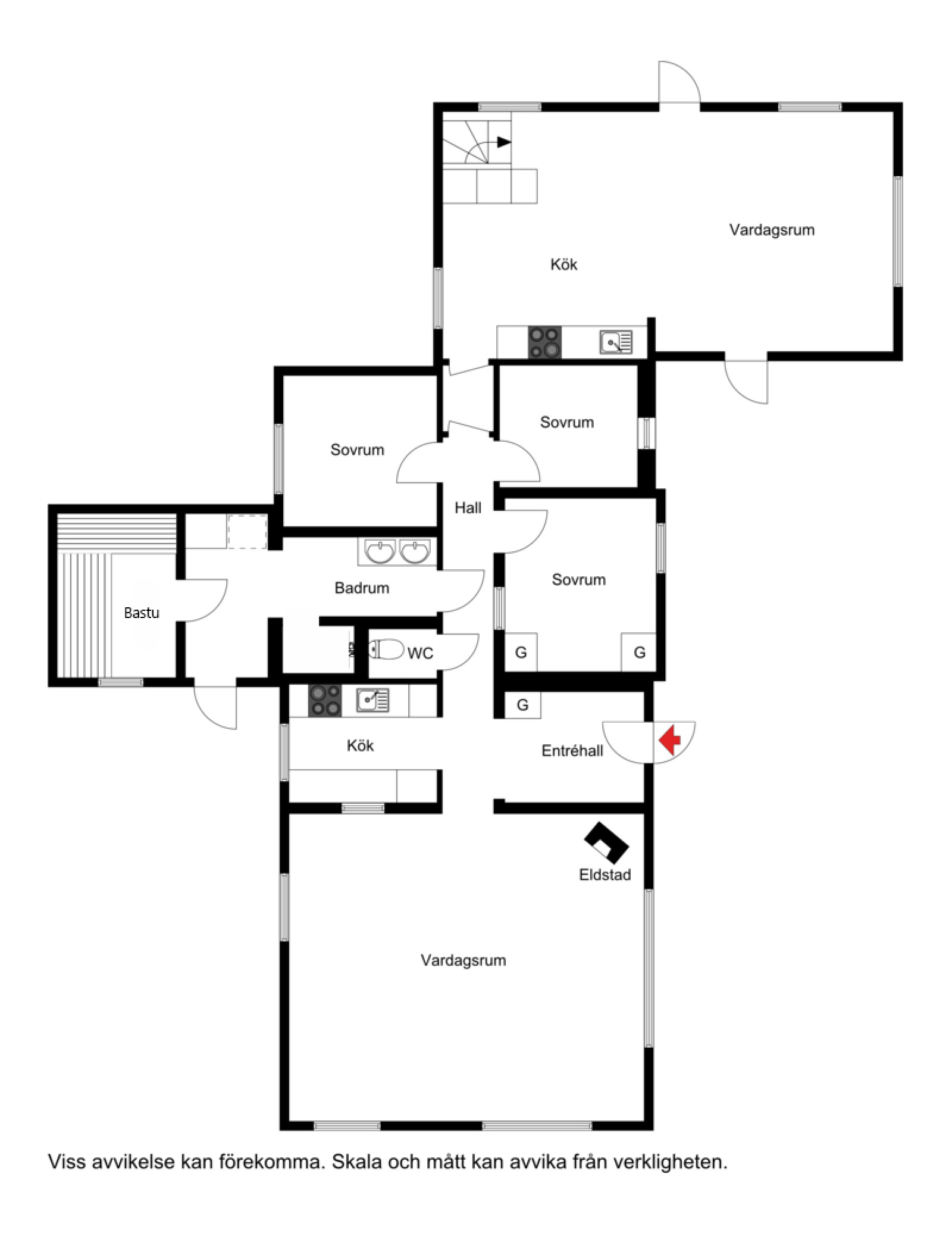 Planskiss, entréplan Knappstigen 11