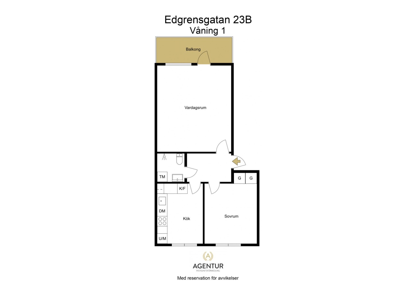 2D Floor Plan - Våning 1 - Letterhead Edgrensgatan 23B