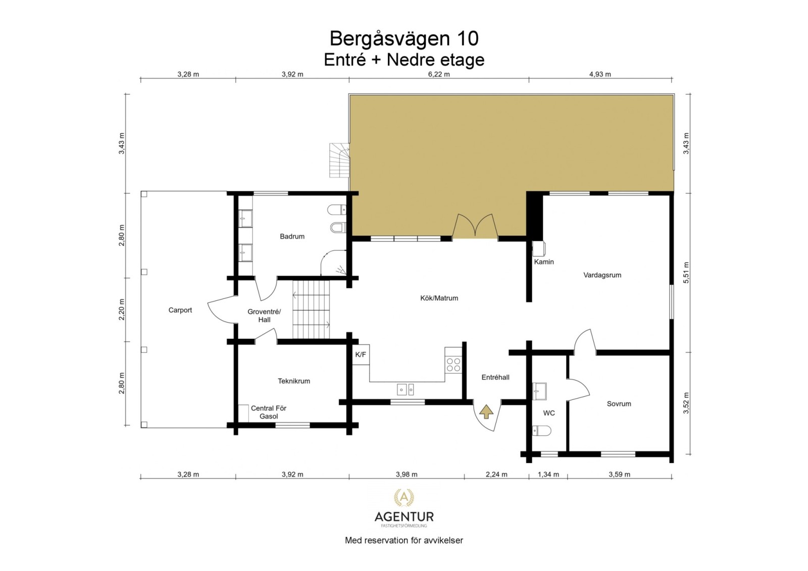 Entré + Nedre etage  Bergåsvägen 10