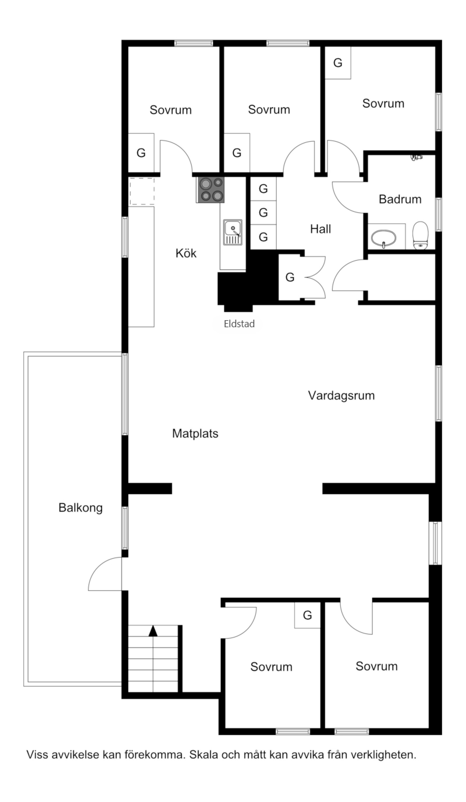 Planskiss, övervåning Örnstigen 7