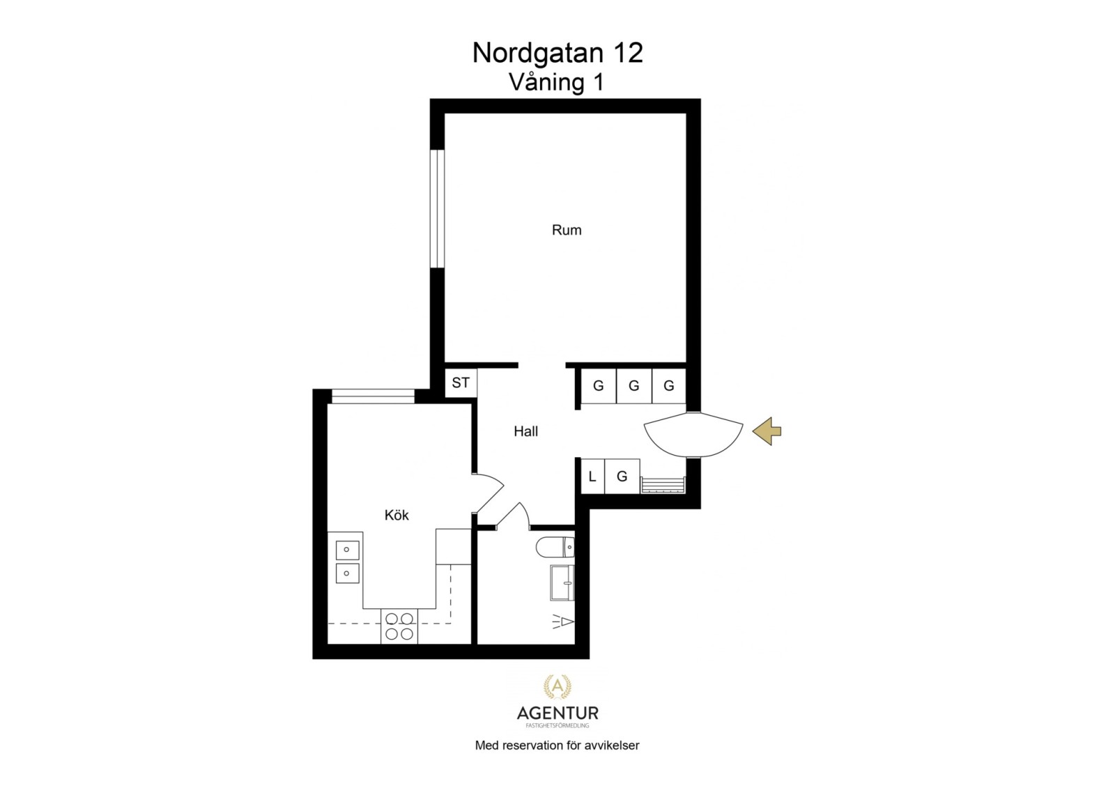 2D Floor Plan - Våning 1 - Letterhead Nordgatan 12