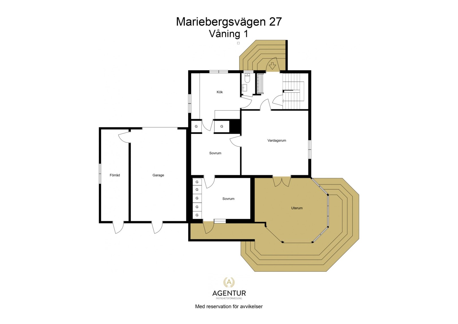 2D Floor Plan - Våning 1 - Letterhead Mariebergsvägen 27