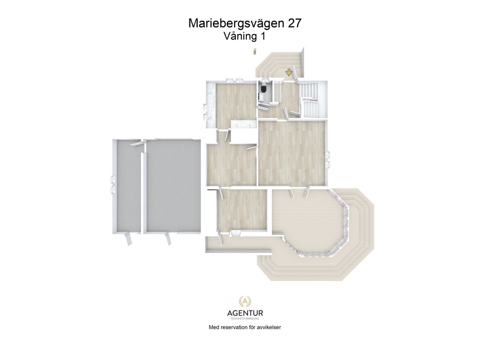 3D Floor Plan - Våning 1 - Letterhead Mariebergsvägen 27