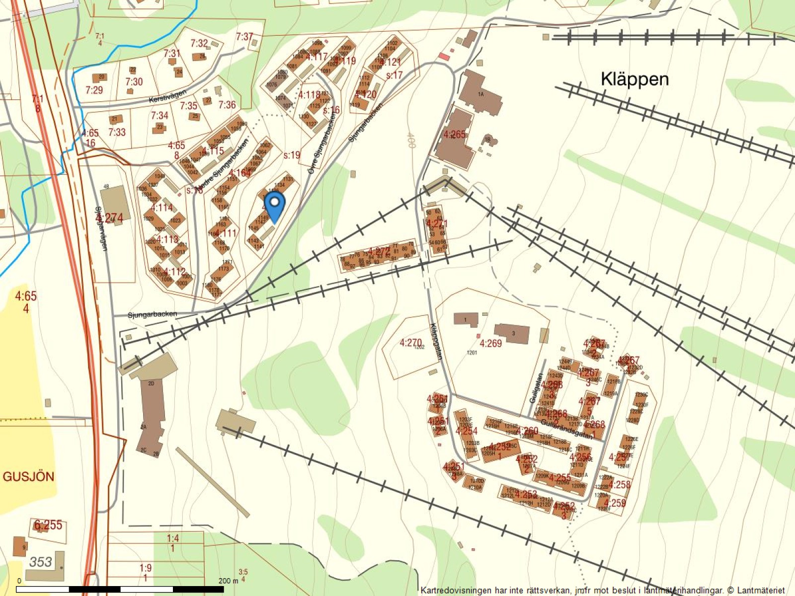 Fastighetskarta Sjungarbacken 1150