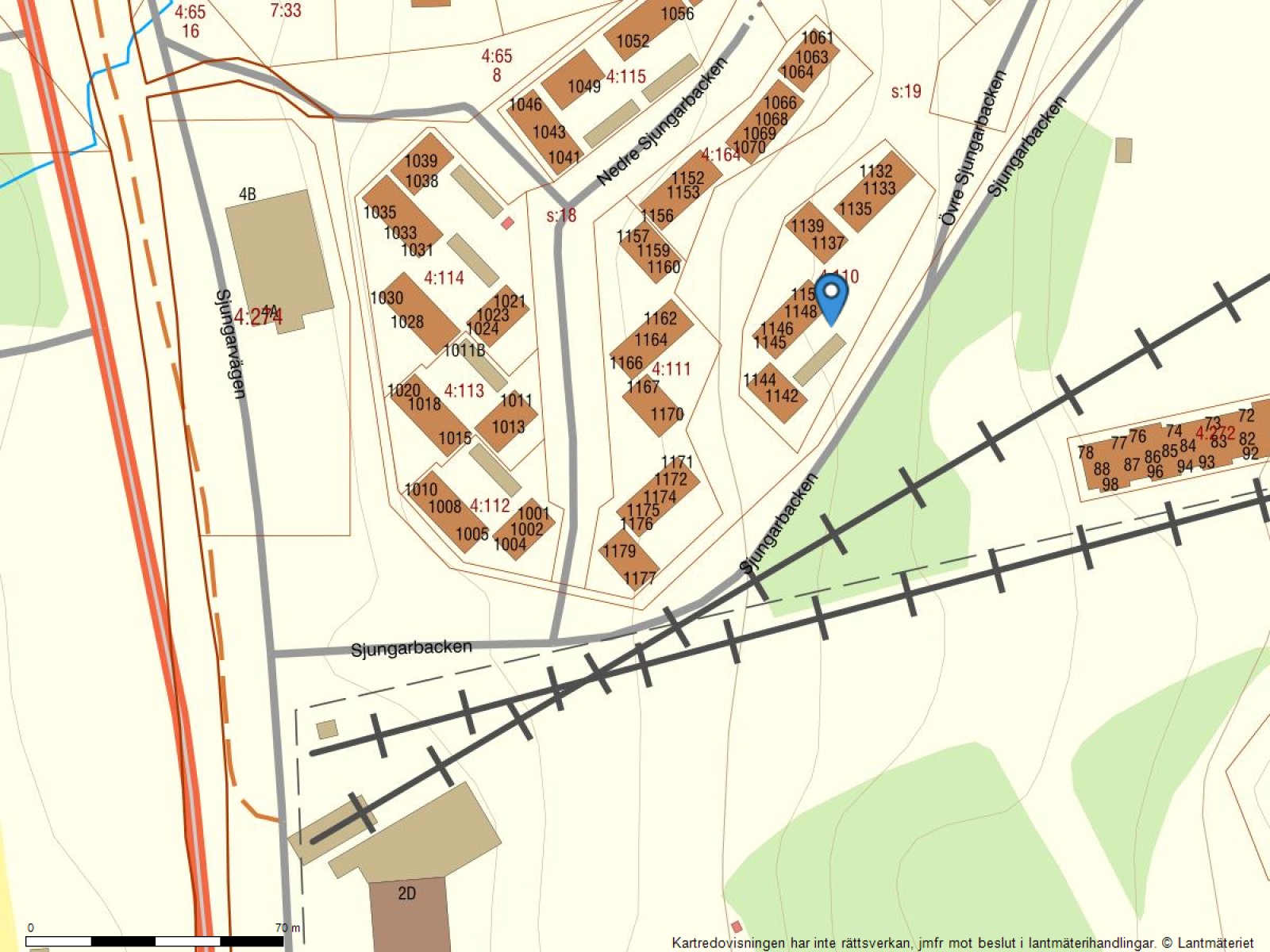 Fastighetskarta Sjungarbacken 1150