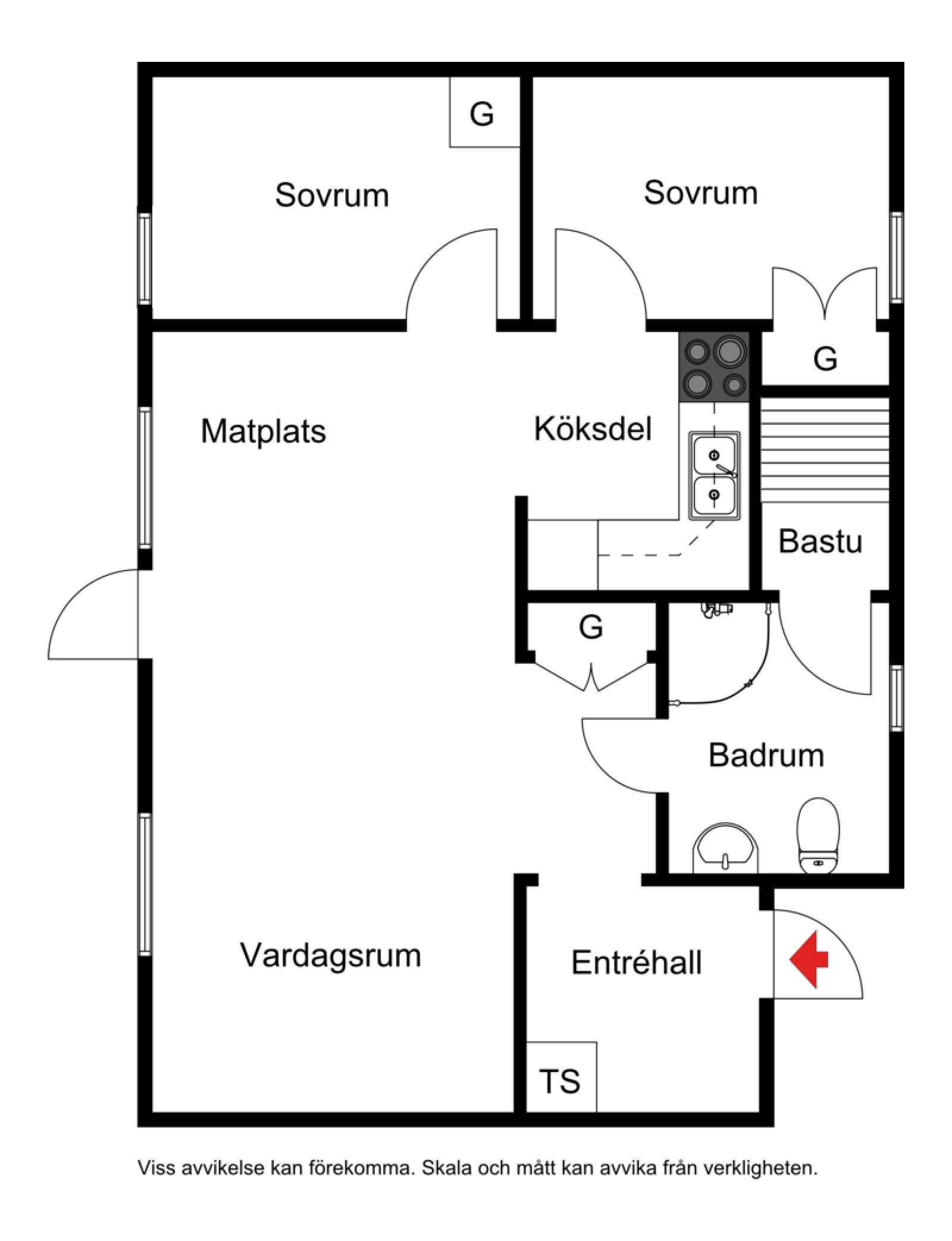 Planskiss Västra Kalvvägen 9B