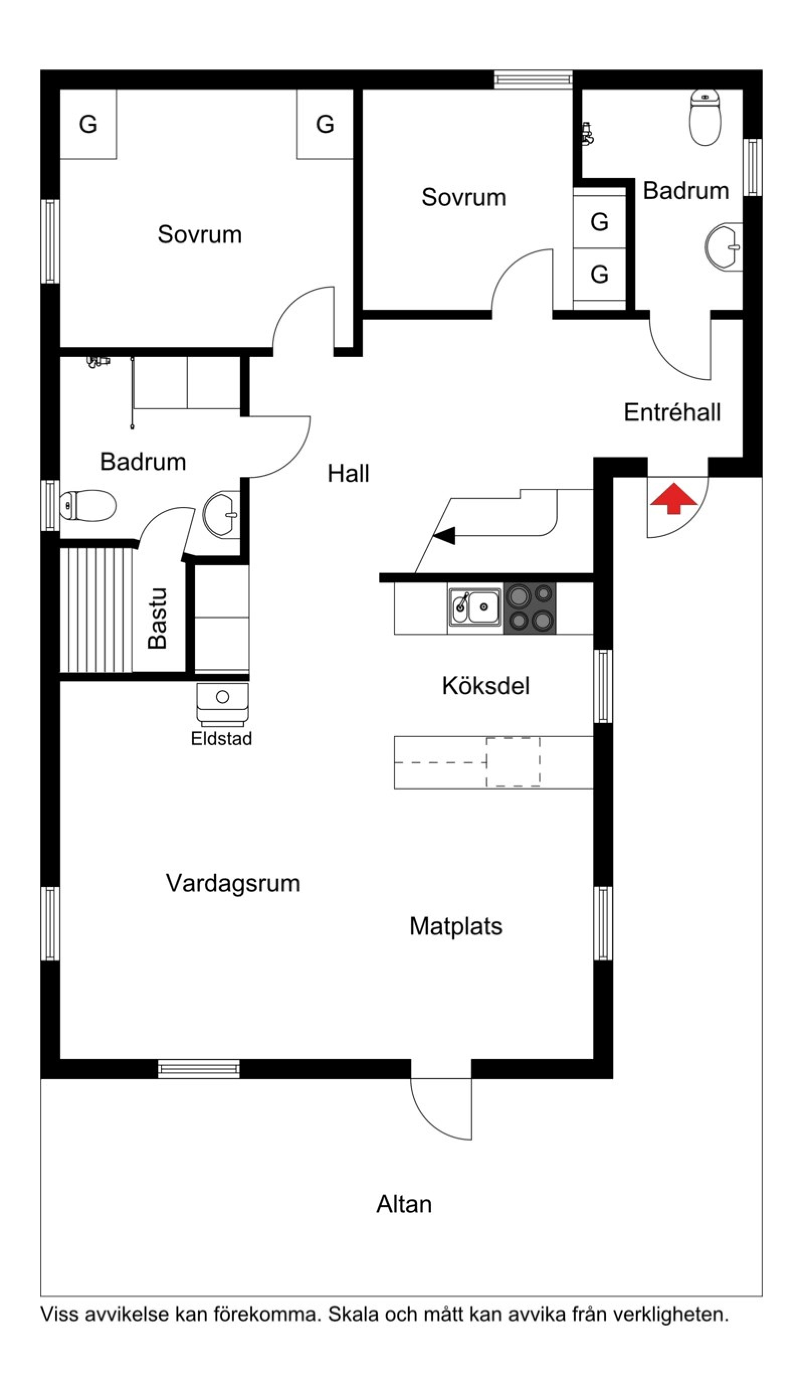 Planskiss entréplan Snövägen 38A