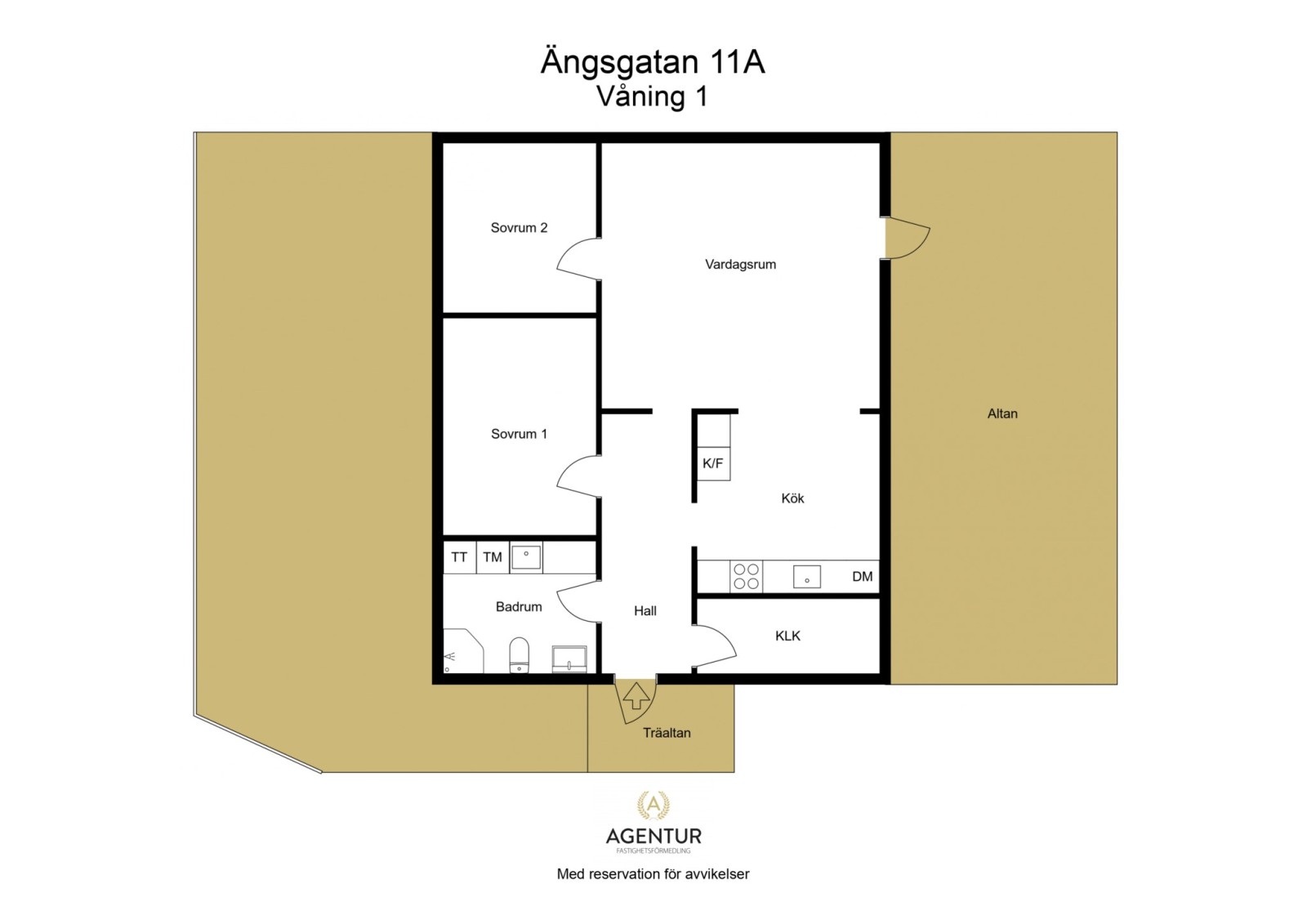 2D Floor Plan - Våning 1 - Letterhead Ängsgatan 11A