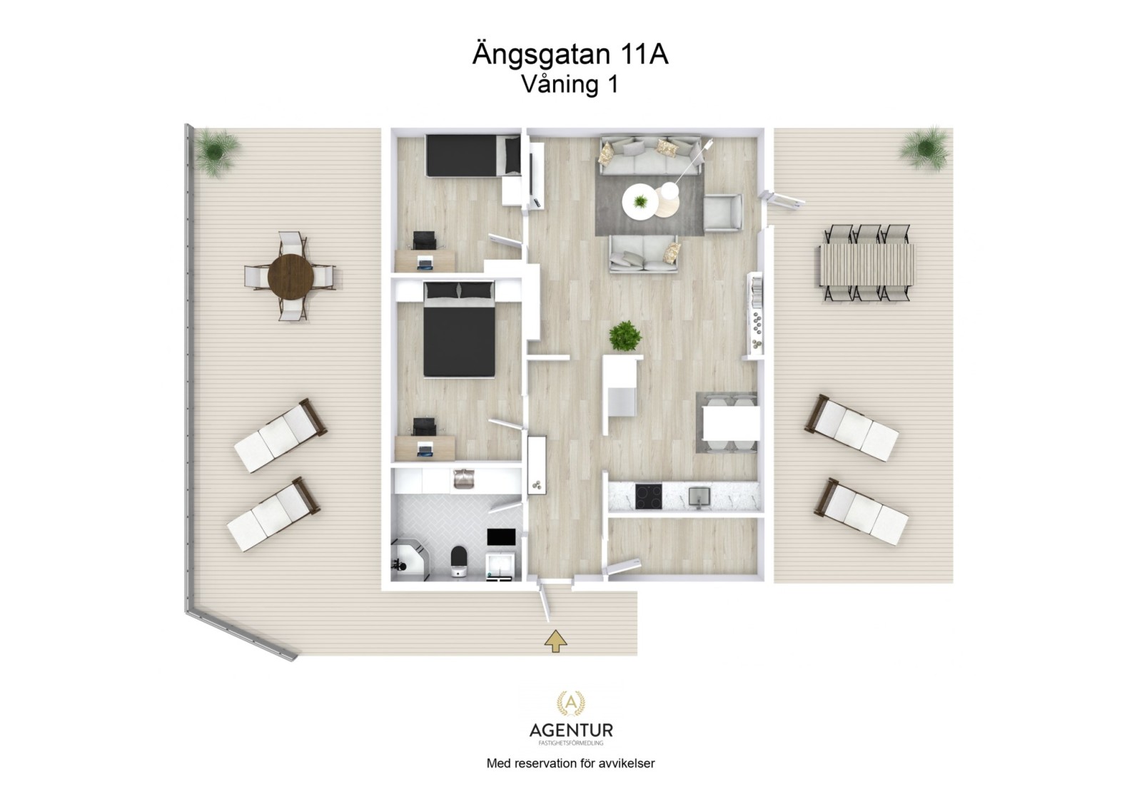 3D Floor Plan - Våning 1 - Letterhead Ängsgatan 11A