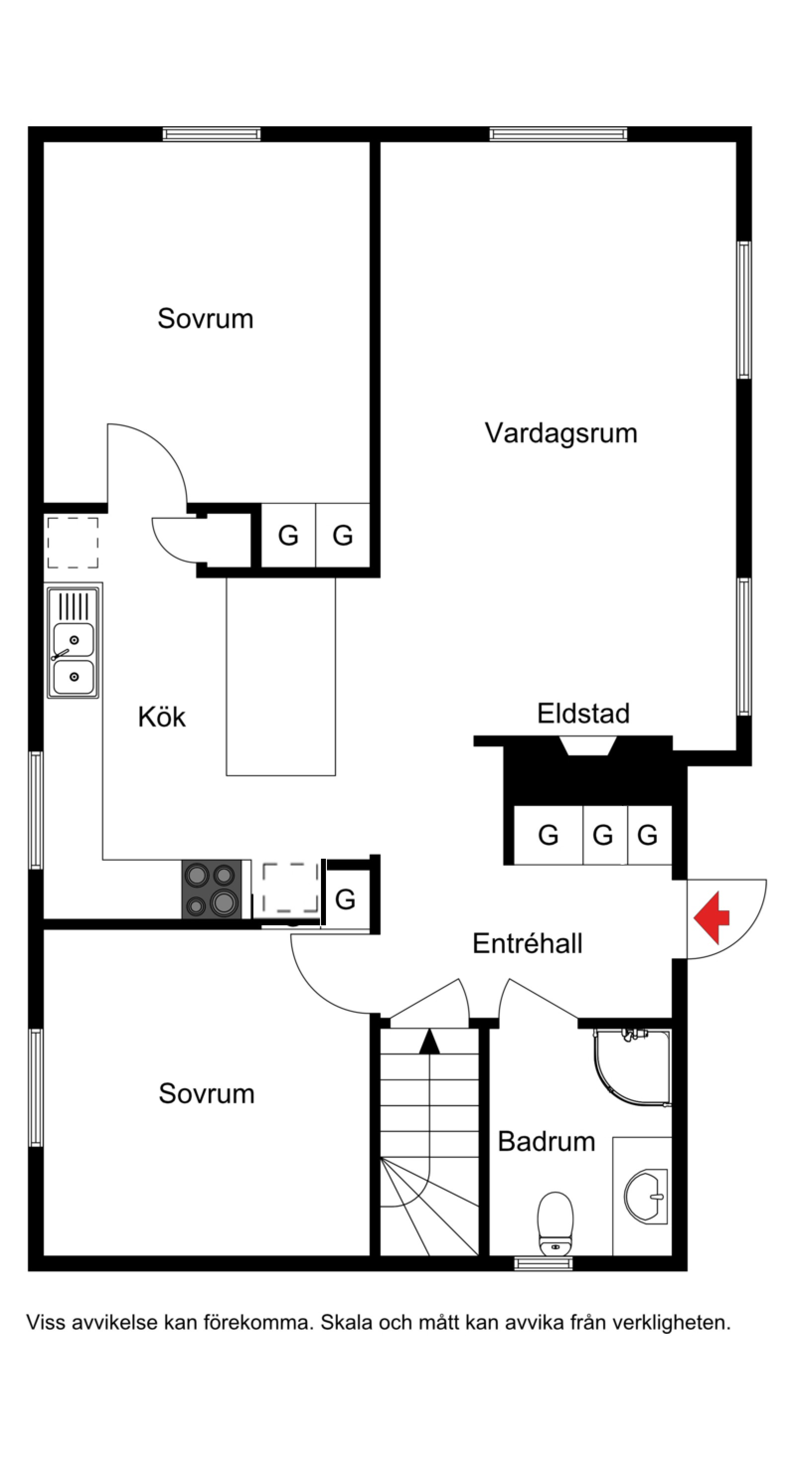 Planskiss entréplan Västsidan 59 & 57