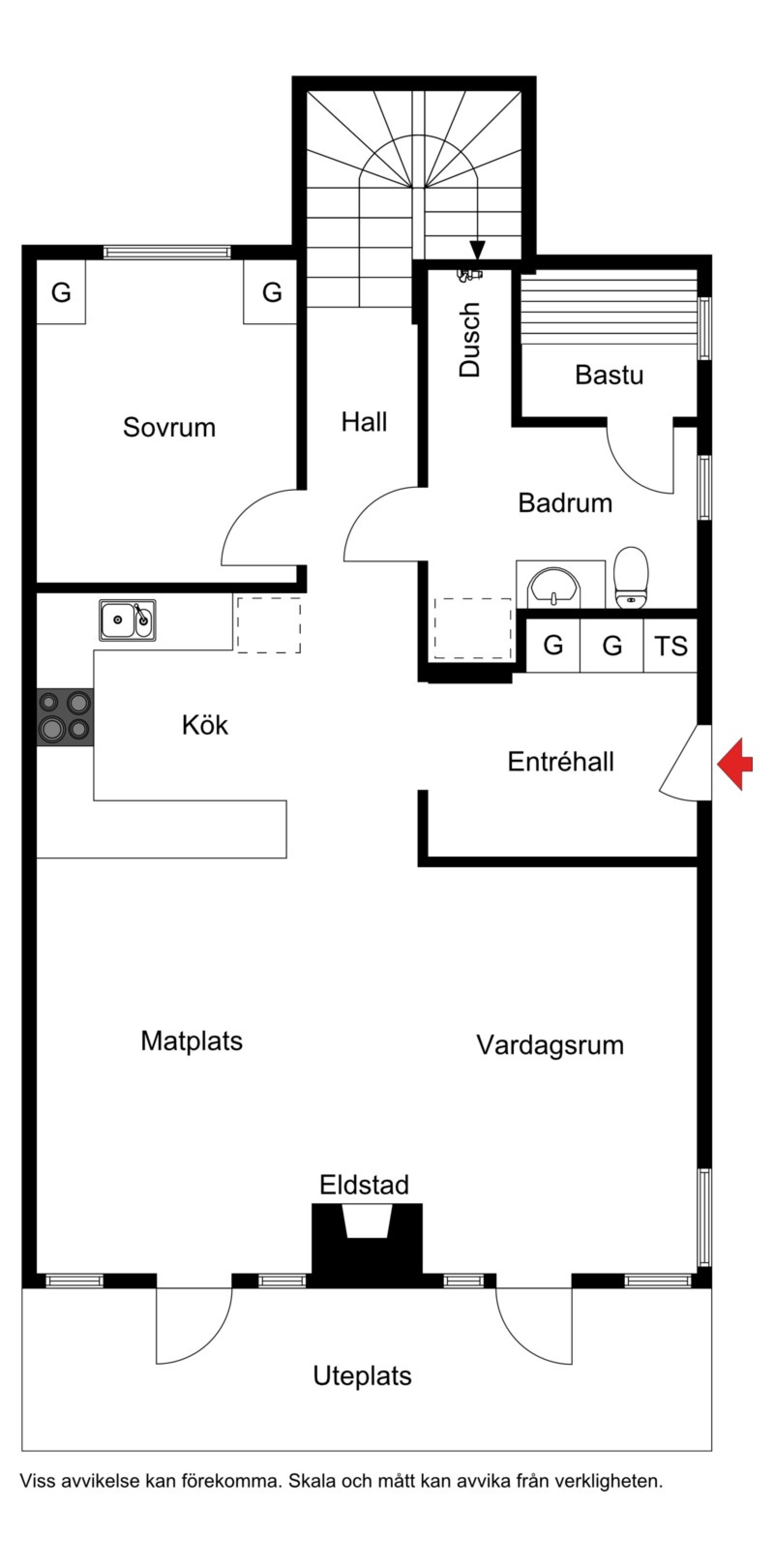 Planskiss entréplan Timmerby Village 5E