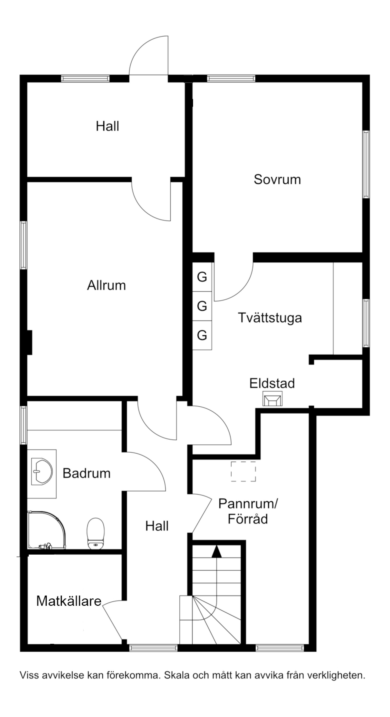 Planskiss källarplan Västsidan 59 & 57