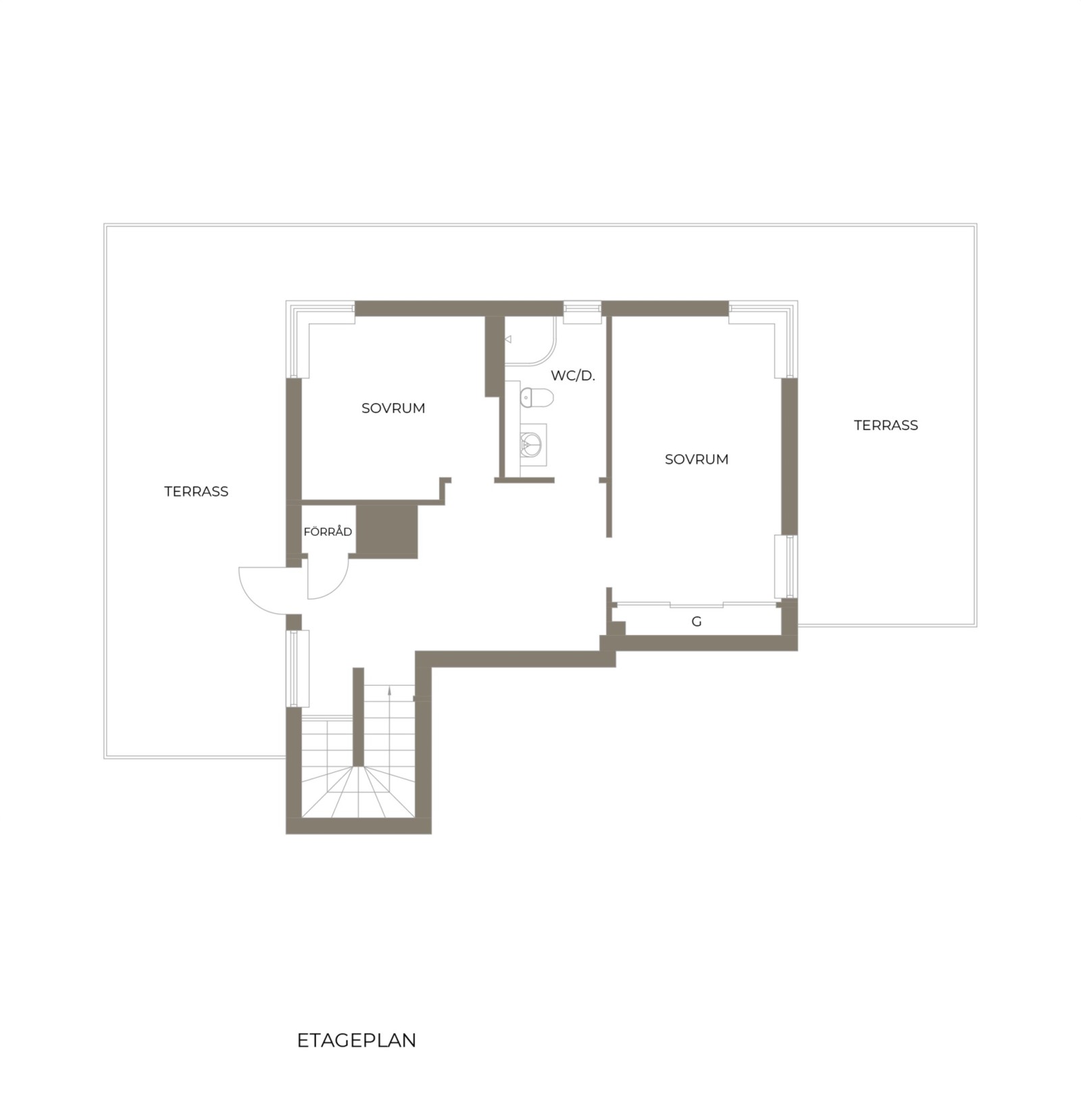 Planritning, övre plan Enebytorg 4