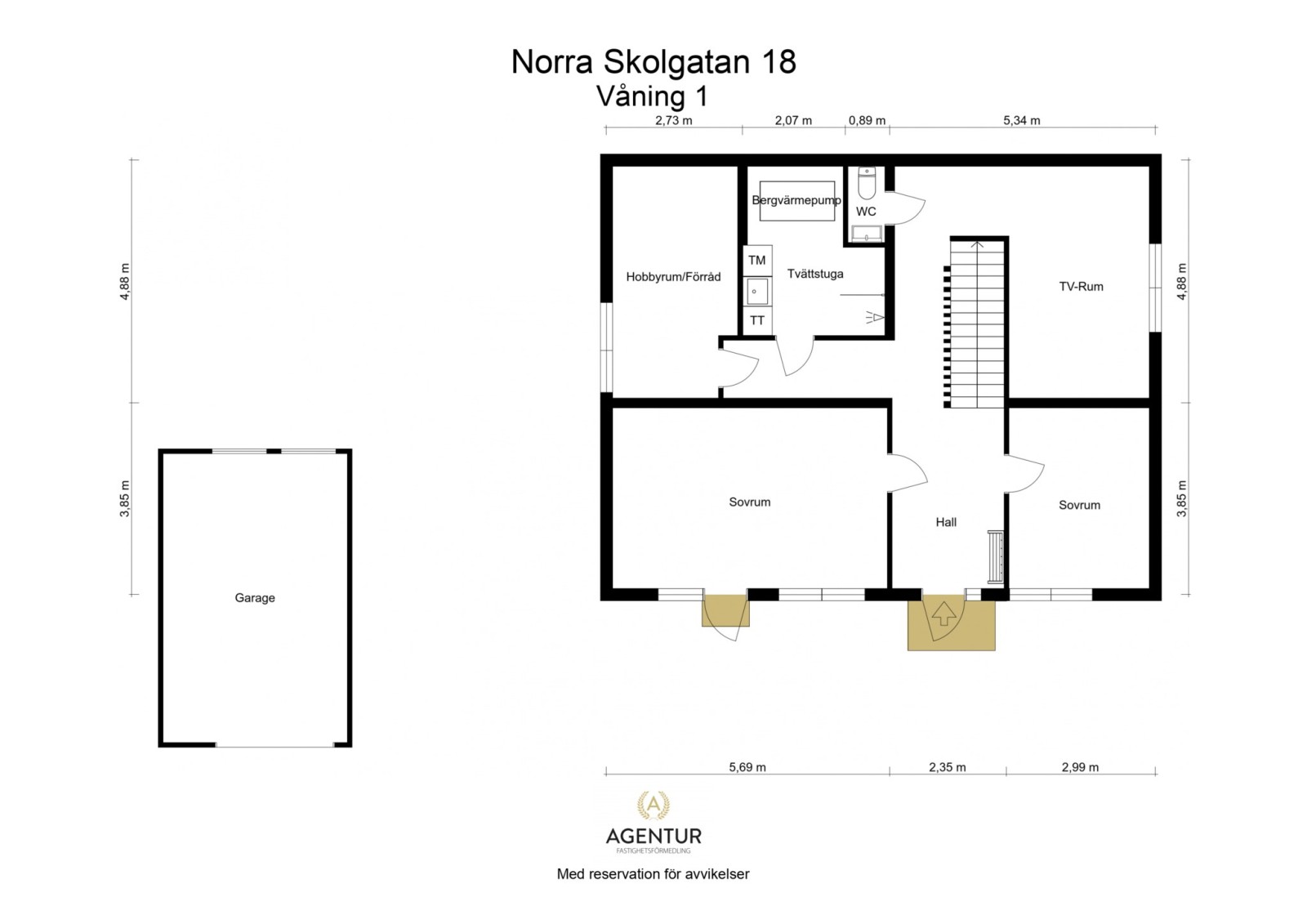 2D Floor Plan - Våning 1 - Letterhead Norra Skolgatan 18