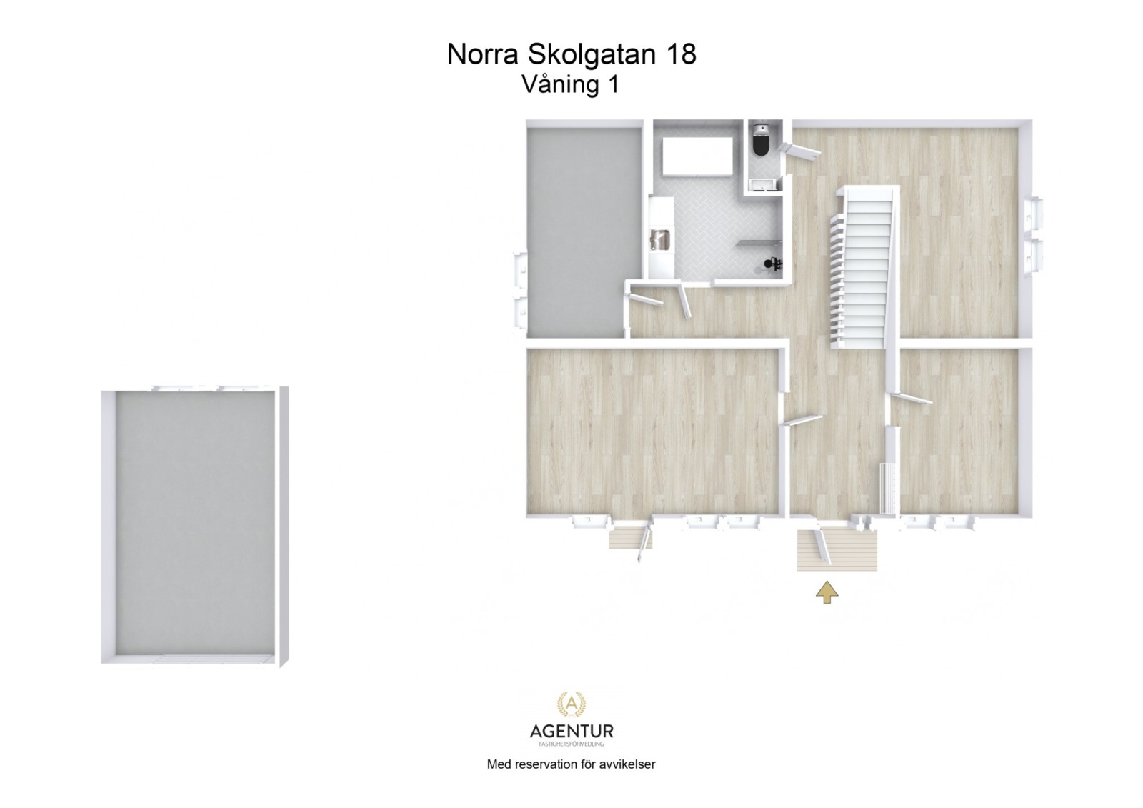 3D Floor Plan - Våning 1 - Letterhead Norra Skolgatan 18