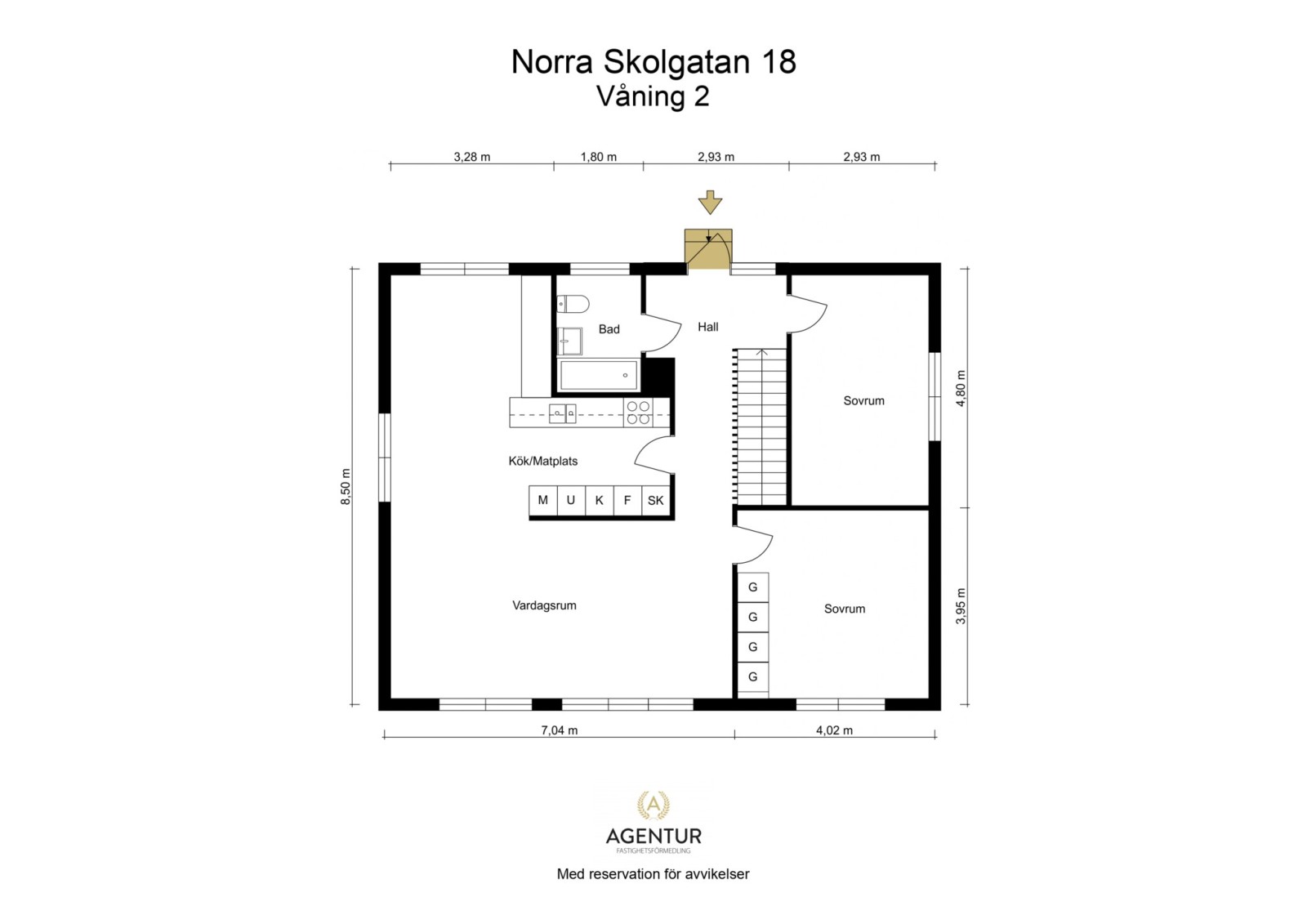 2D Floor Plan - Våning 2 - Letterhead Norra Skolgatan 18