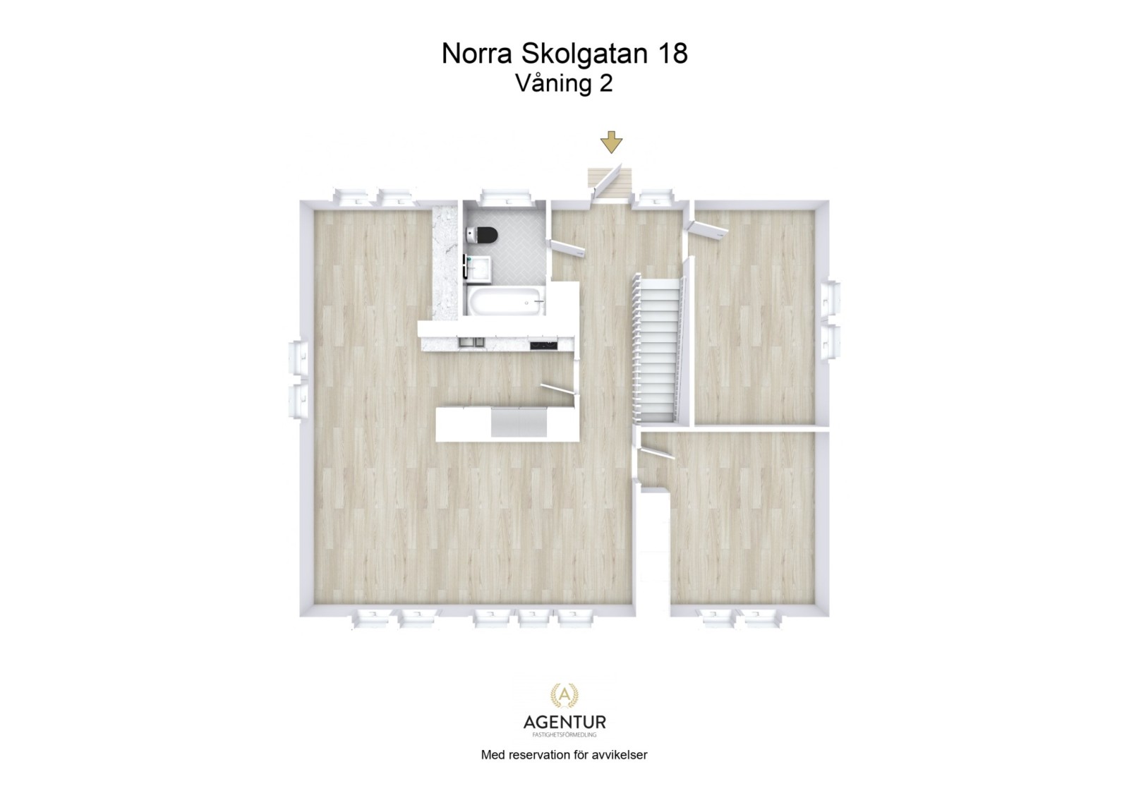 3D Floor Plan - Våning 2 - Letterhead Norra Skolgatan 18