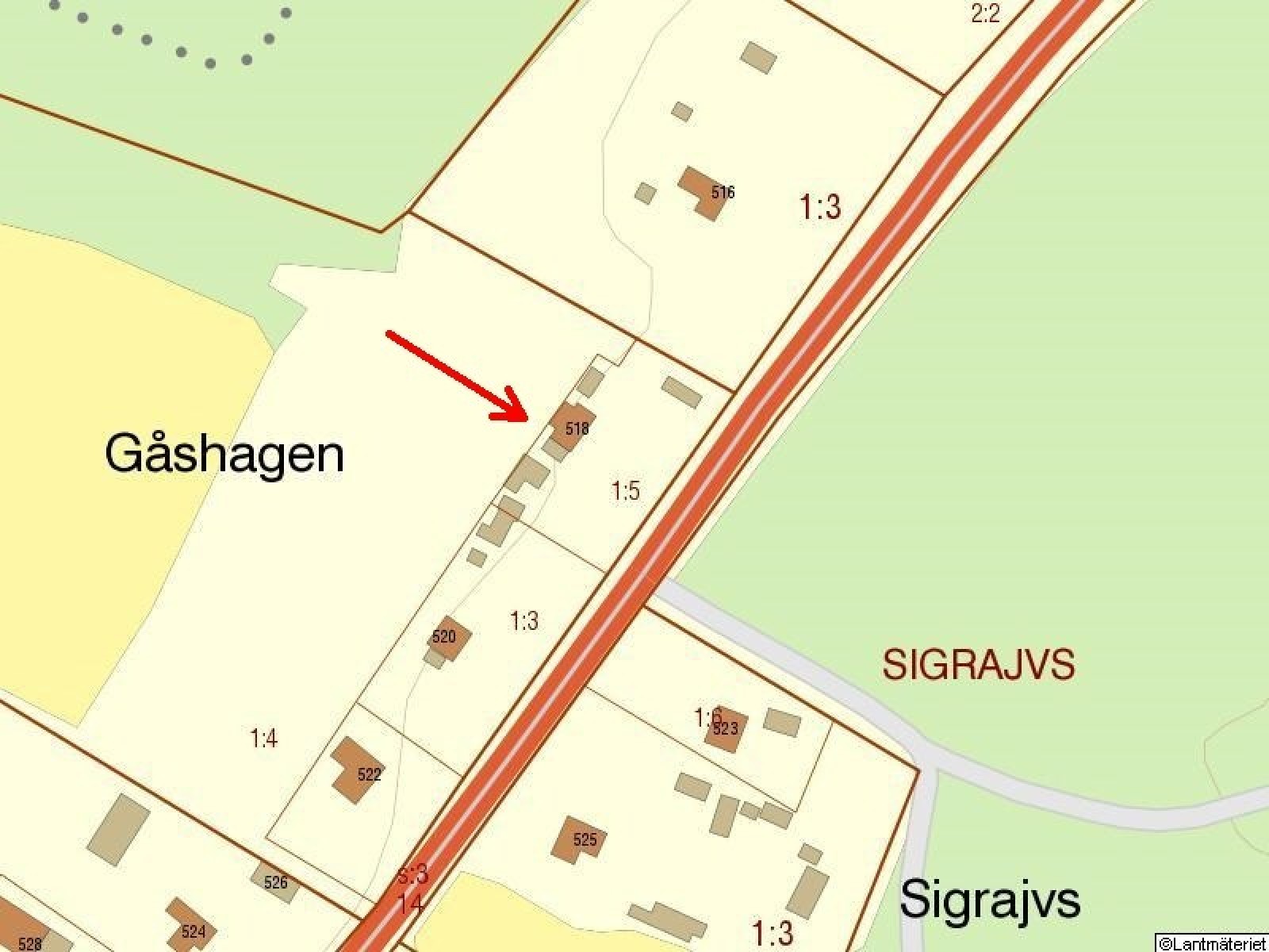 Fastighetskarta Västerhejde Gåshagen 518