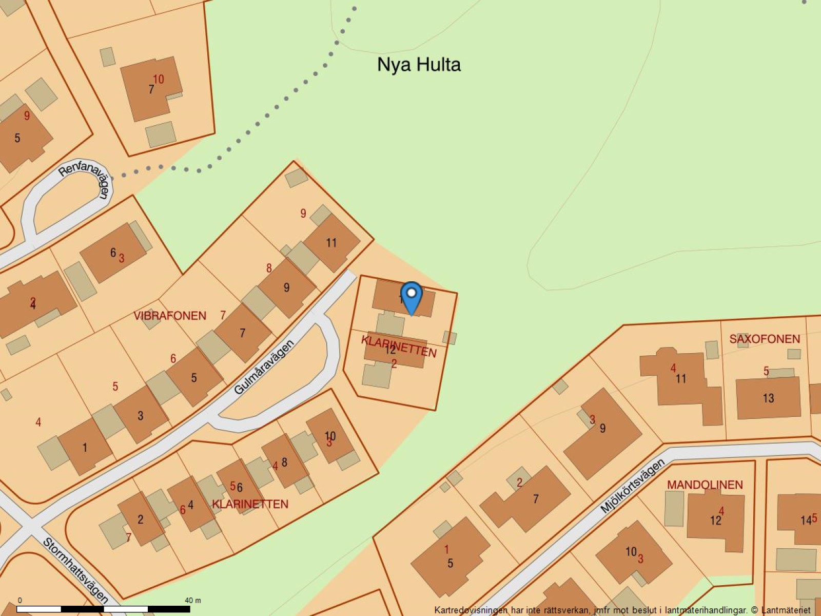 Fastighetskarta Gulmåravägen 14
