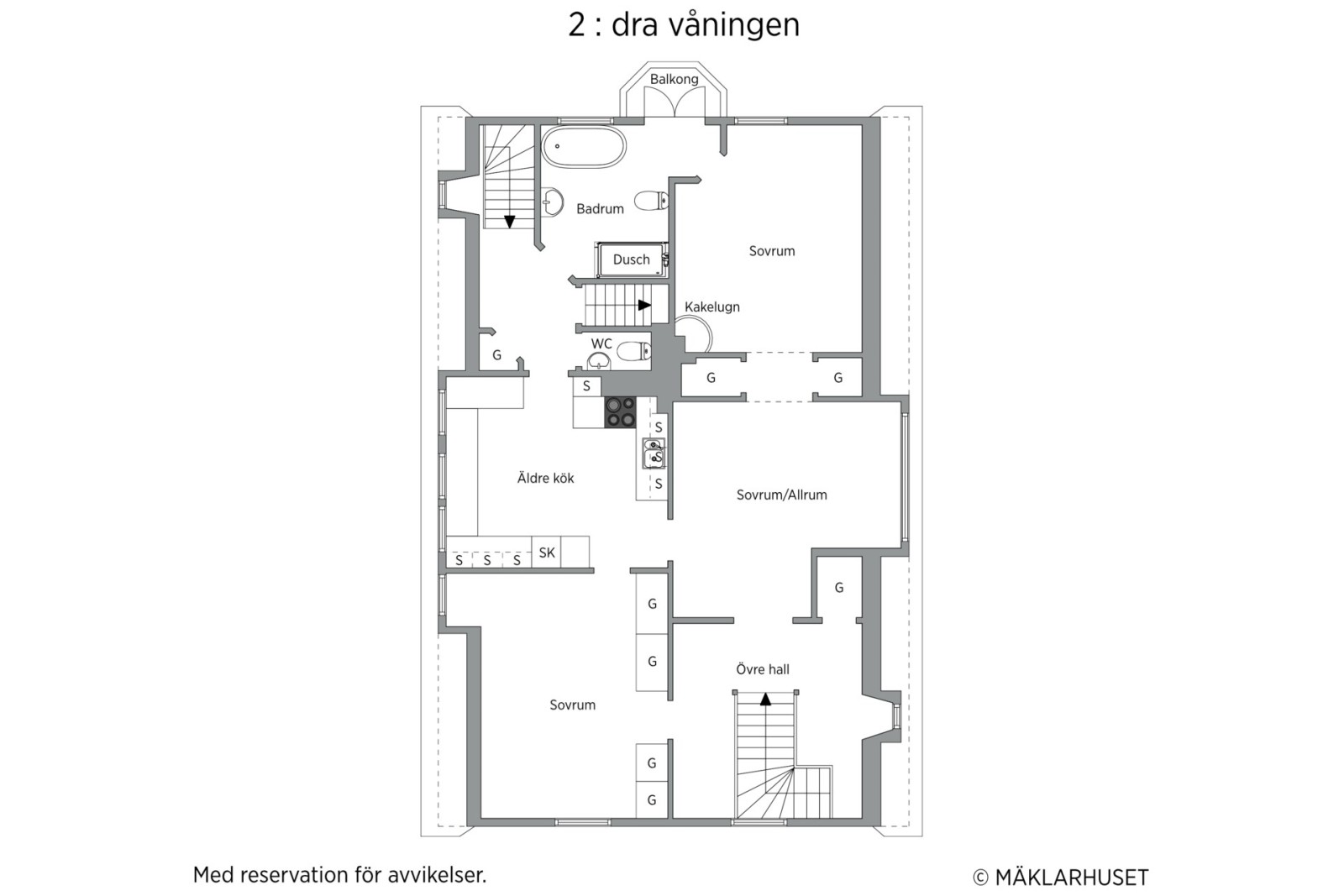 Planlösning andra våningen Götgatan 4